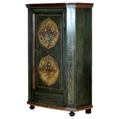 Ancienne armoire allemande peinte à la main, vers 1850