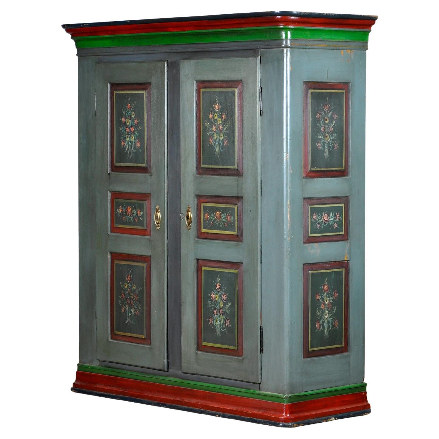 Antique German Hand Painted Cabinet, circa 1850