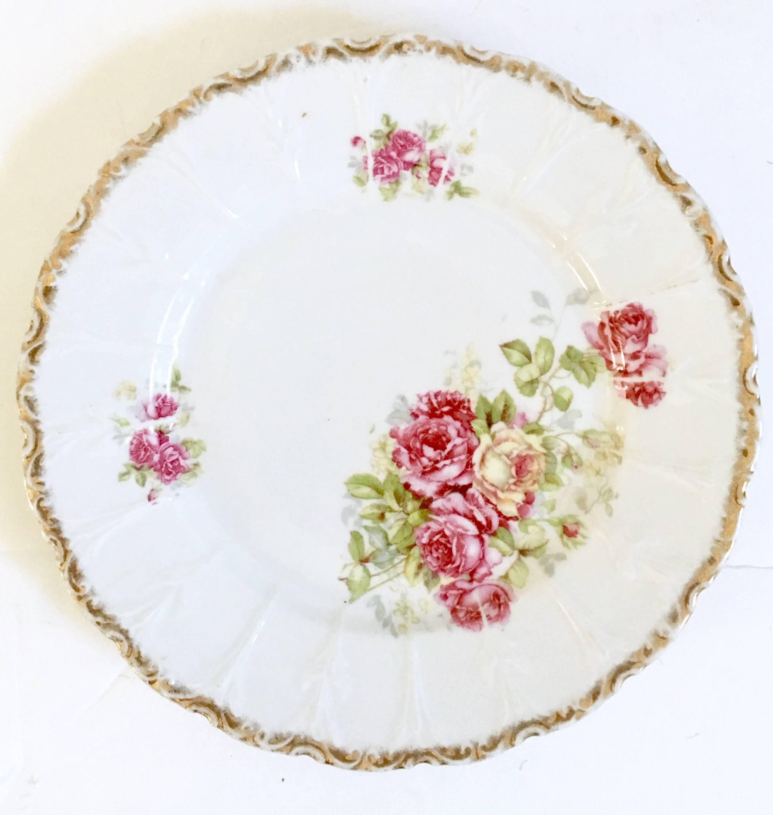 Assiettes en porcelaine allemande antique de l'époque victorienne à motif 