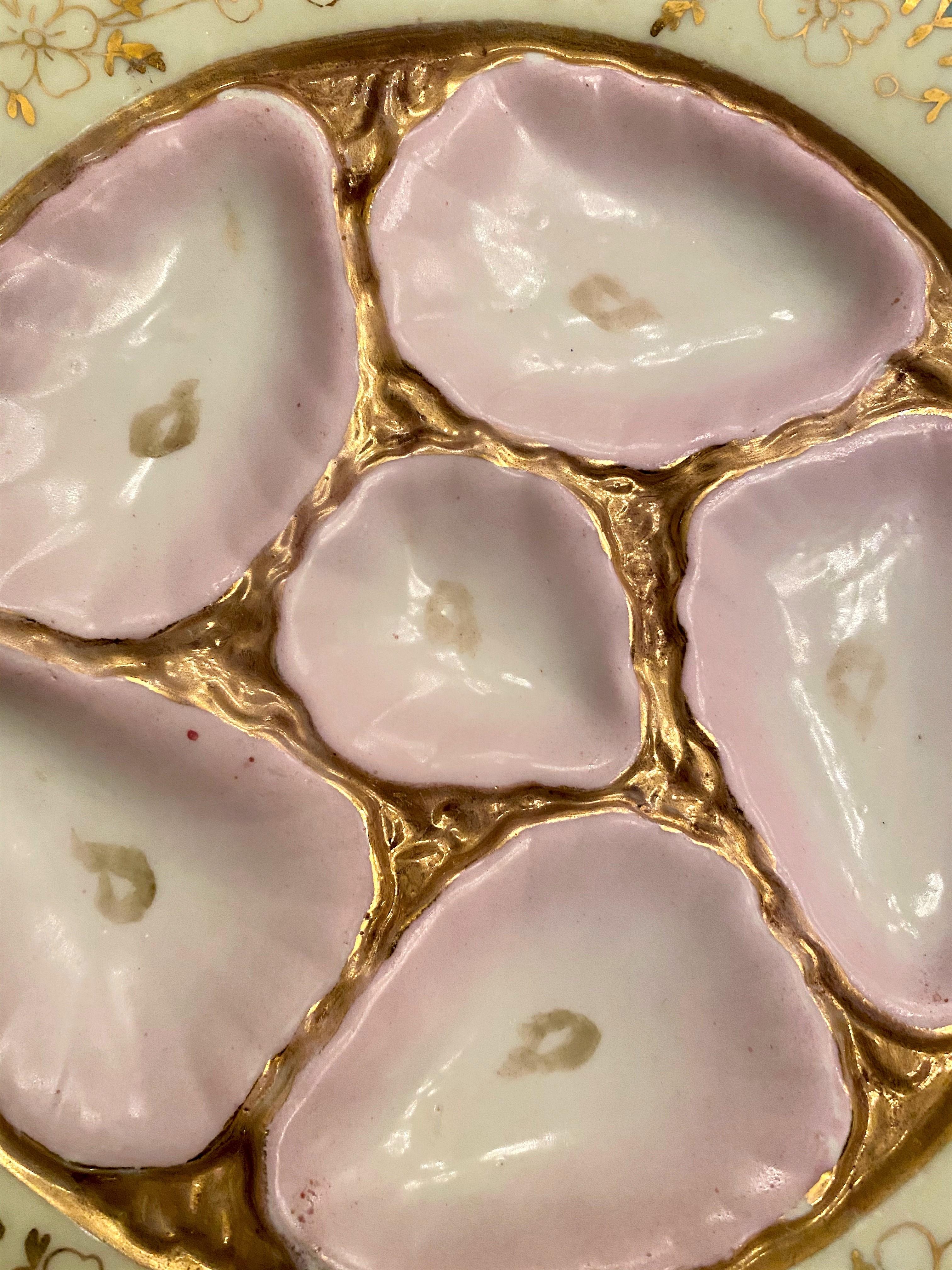 Antique German Hand Painted Porcelain Oyster Plate, circa 1880s In Good Condition In New Orleans, LA