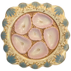 Antique German Hand Painted Porcelain Oyster Plate, circa 1880s