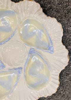 Antique German Hand-Painted "Weimar" Porcelain Oyster Plate, circa 1880s