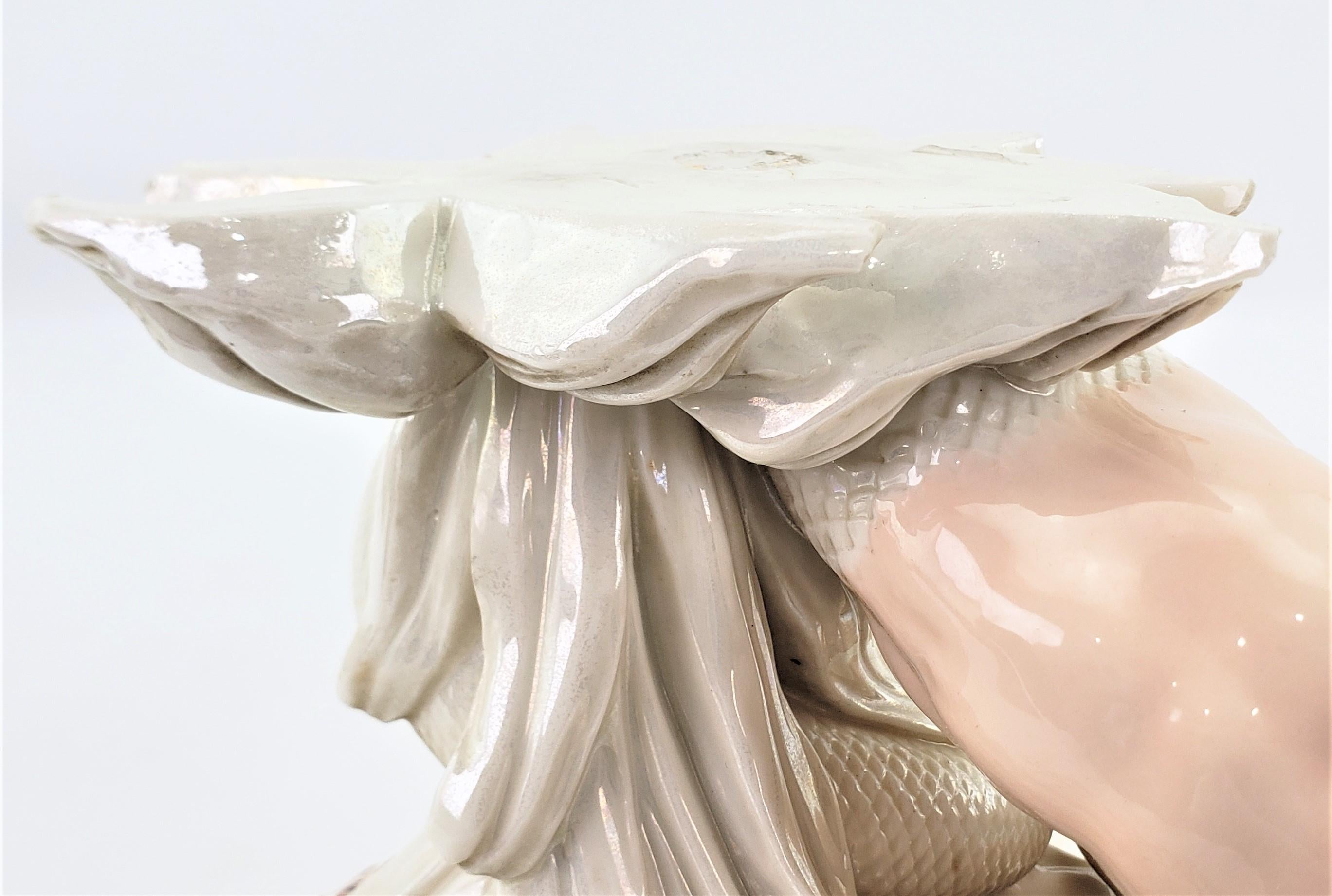 Antique German Hard Paste Porcelain Fantasy Male Mermaid Holding a Shell Bowl For Sale 4