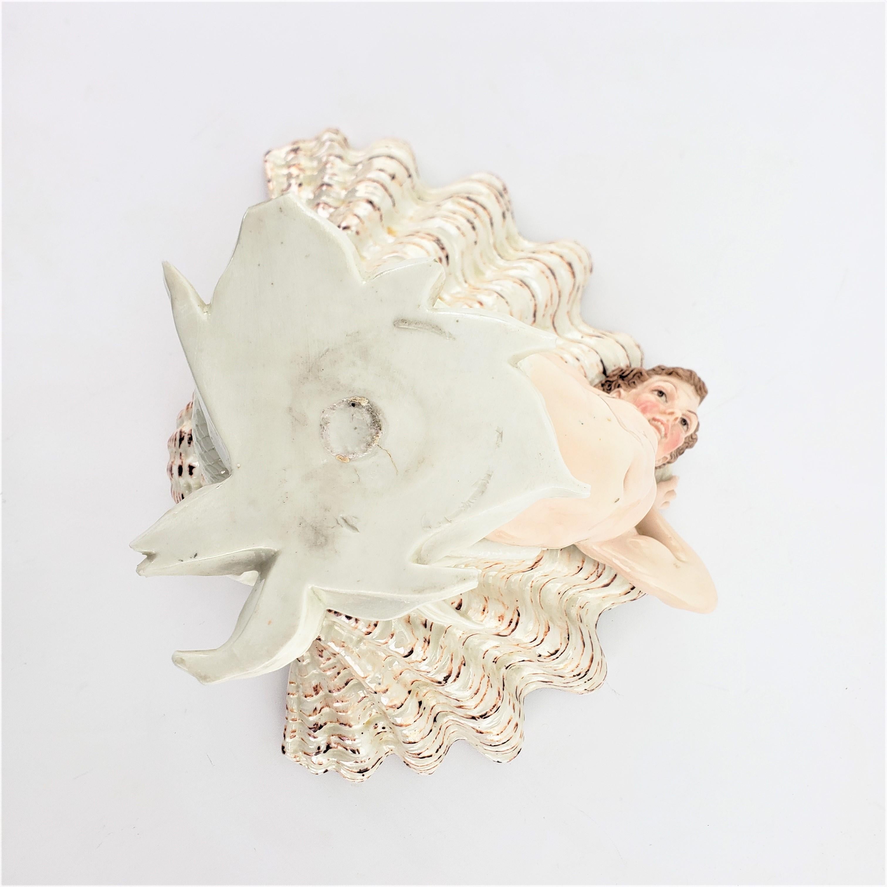 Antique German Hard Paste Porcelain Fantasy Male Mermaid Holding a Shell Bowl For Sale 1