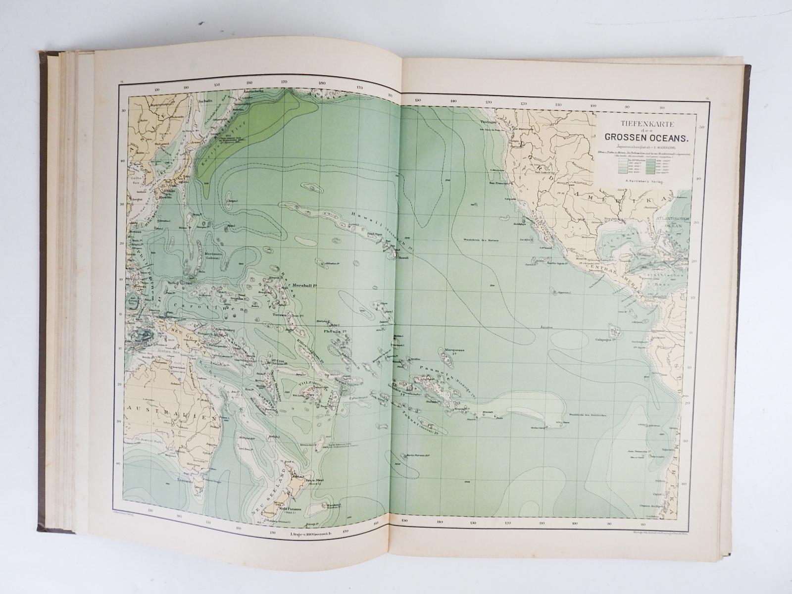 Antique German Hartleben's Volks Atlas Book World Maps For Sale 4