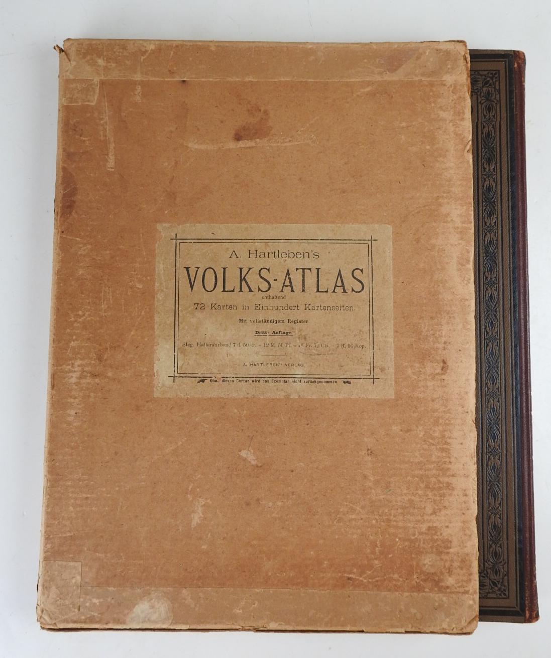 Antique German Hartleben's Volks Atlas Book World Maps For Sale at 1stDibs