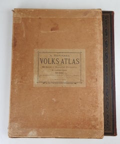 Antique German Hartleben's Volks Atlas Book World Maps