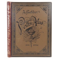 Antike deutsche Hartleben's Volks Atlas-Buch-Weltkarten