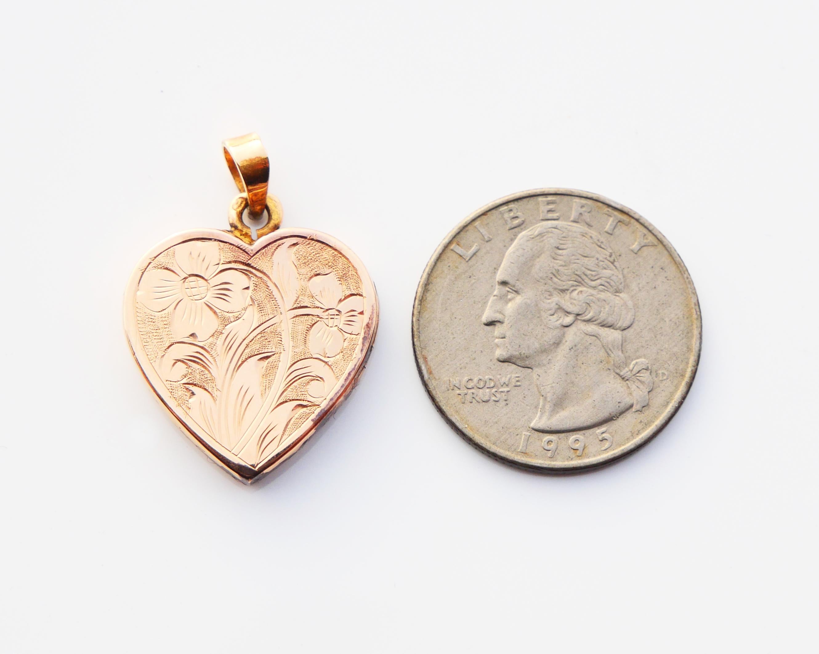 Antico ciondolo tedesco a forma di cuore solido 18K / 5 gr in vendita 6