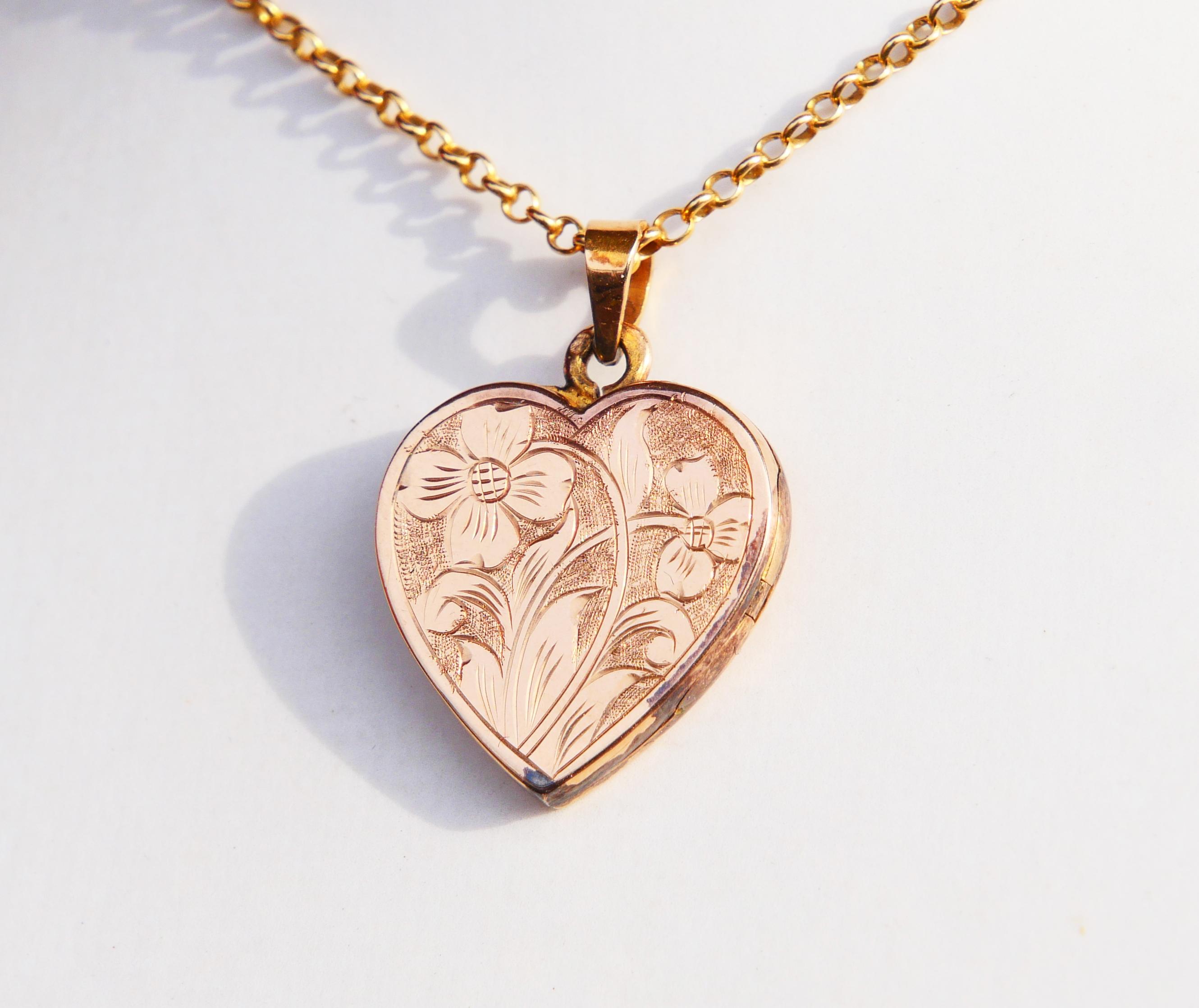 Donna Antico ciondolo tedesco a forma di cuore solido 18K / 5 gr in vendita