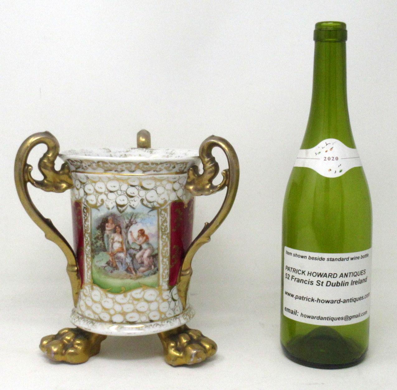 Antique German Helena Wolfson Dresden Three Handle Loving Cup Vase Urn 19thCent For Sale 5