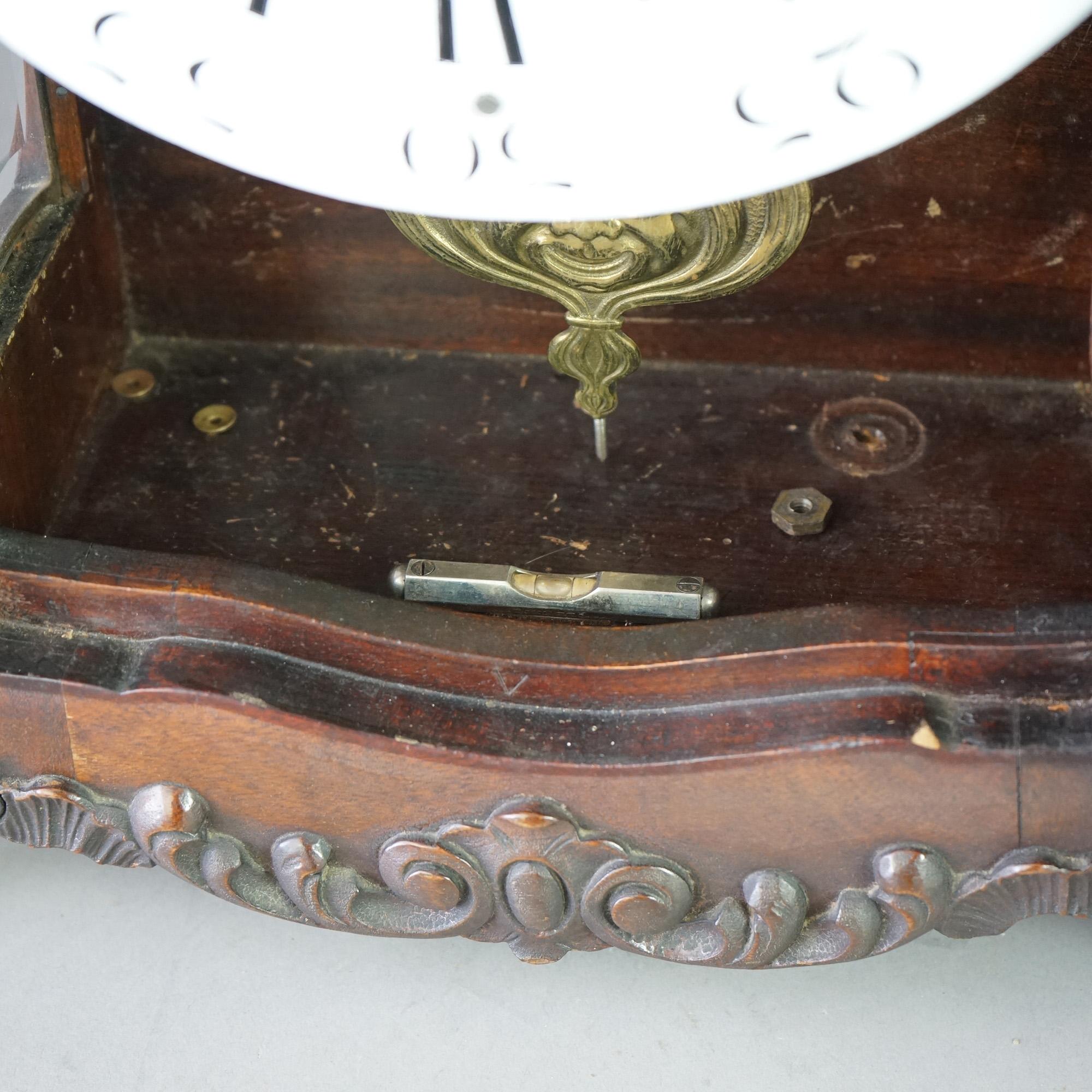 Antique German Hourglass Shaped Mahogany Mantle Clock c1880 2