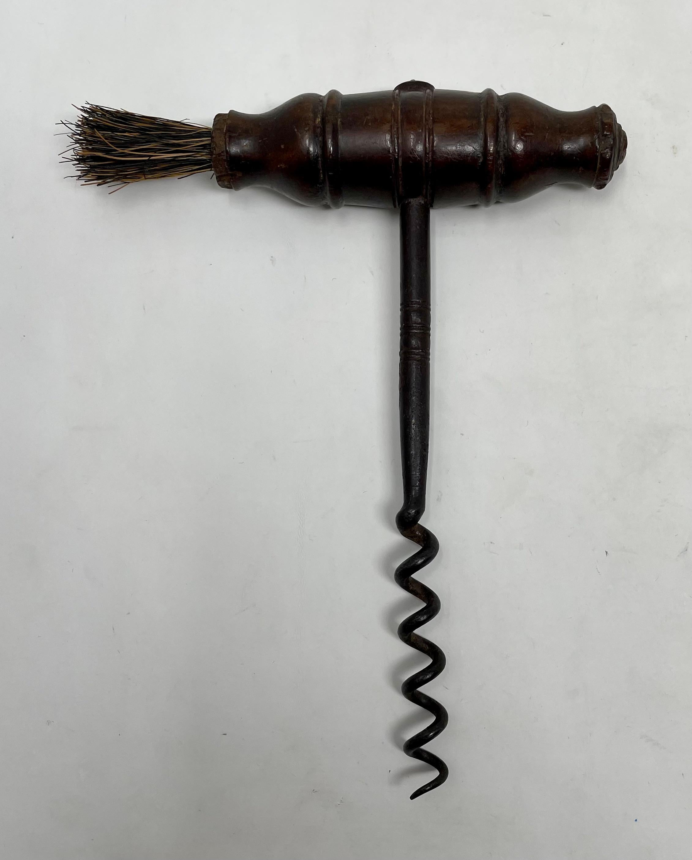 Antique German Corkscrew with Worm Brush, 
