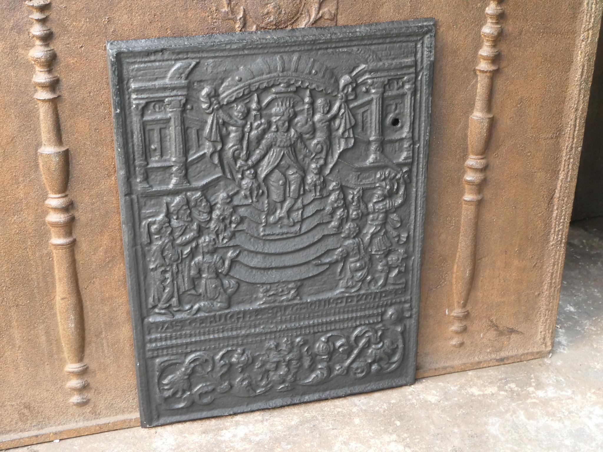 Cast Antique German 'Judgement of Solomon' Fireback, 17th Century