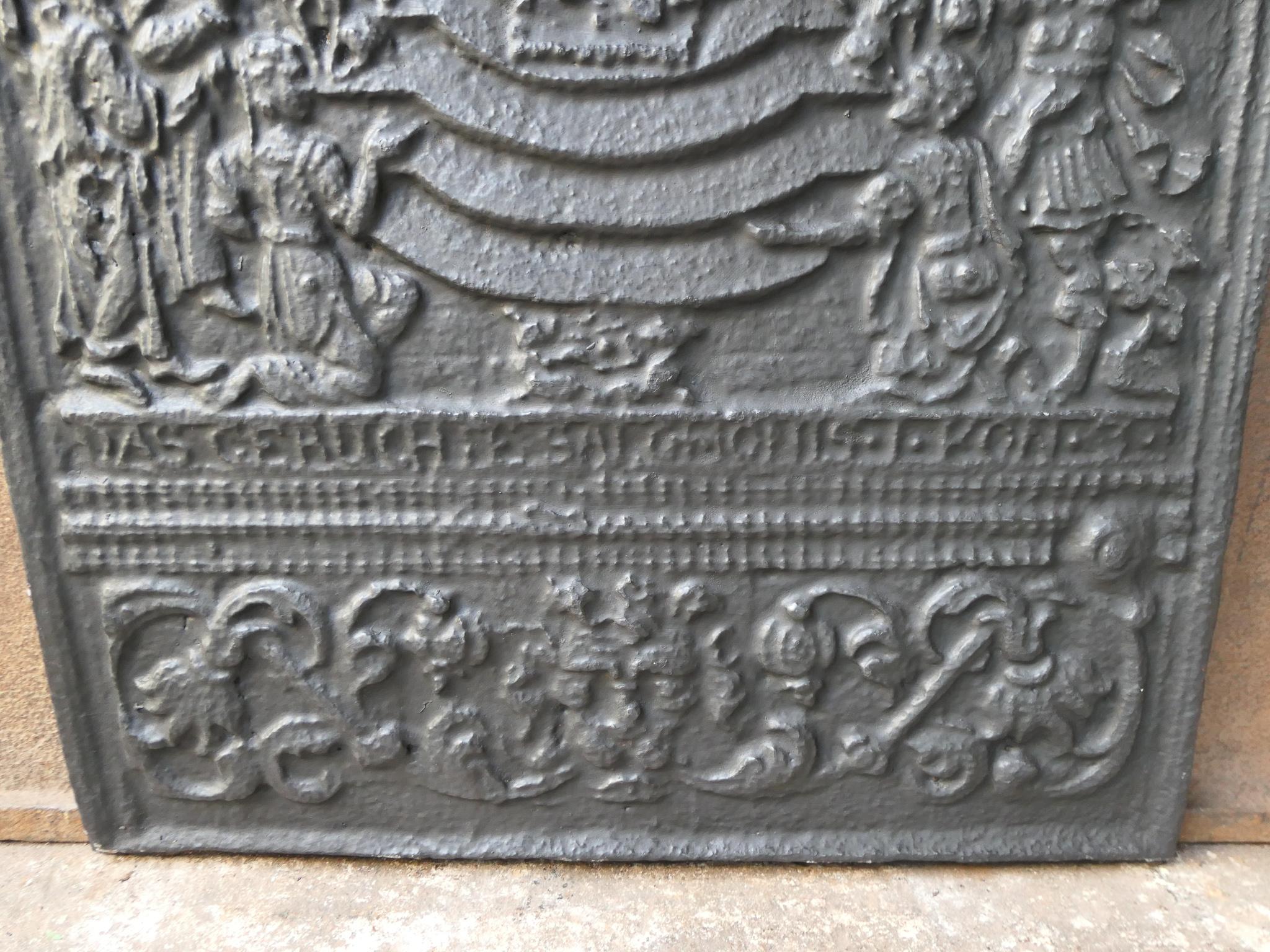 Iron Antique German 'Judgement of Solomon' Fireback, 17th Century