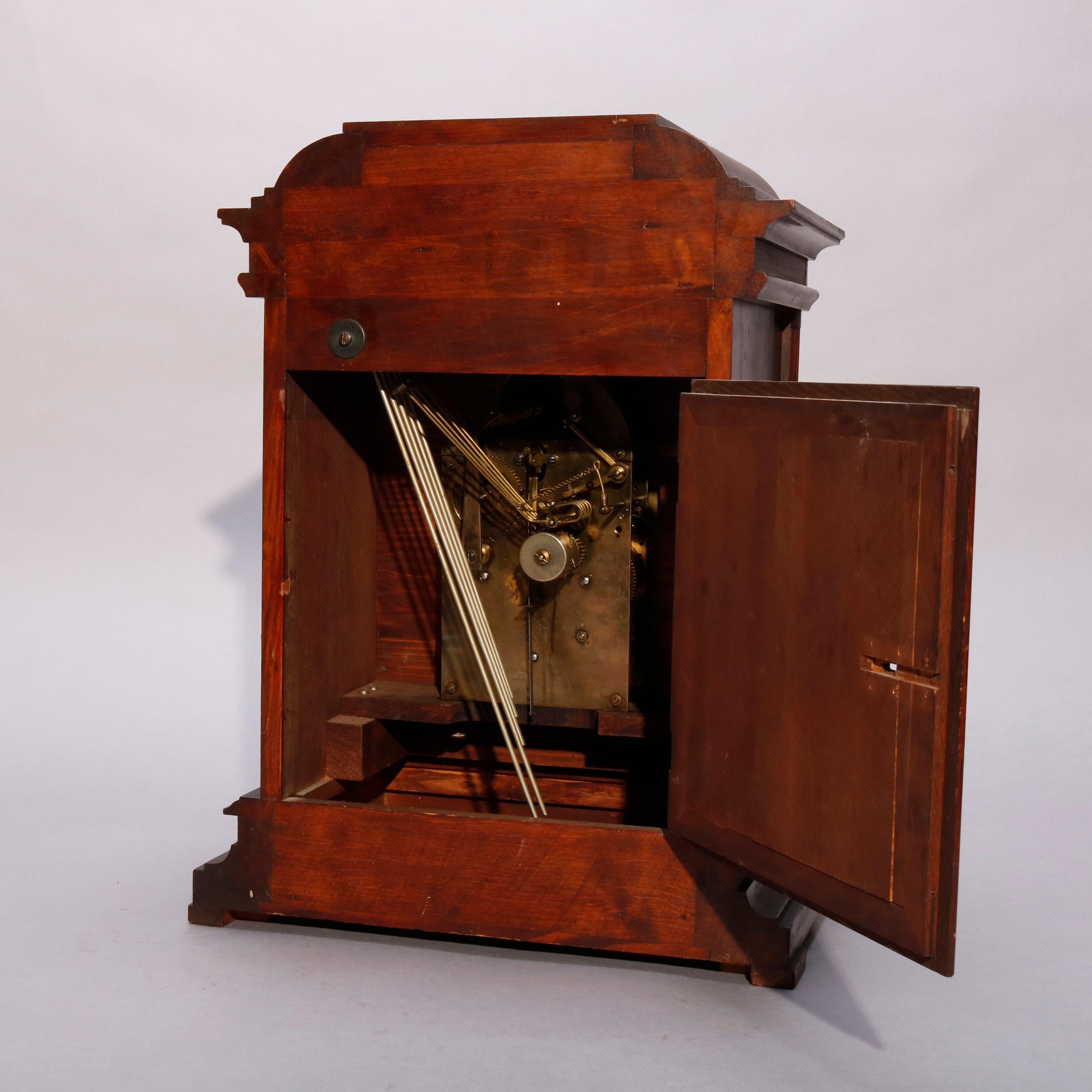 Antique German Junghan Carved Mahogany Bracket Clock, circa 1910 2