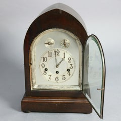 Antique German Junghans Mahogany Shelf or Mantel Clock, circa 1920