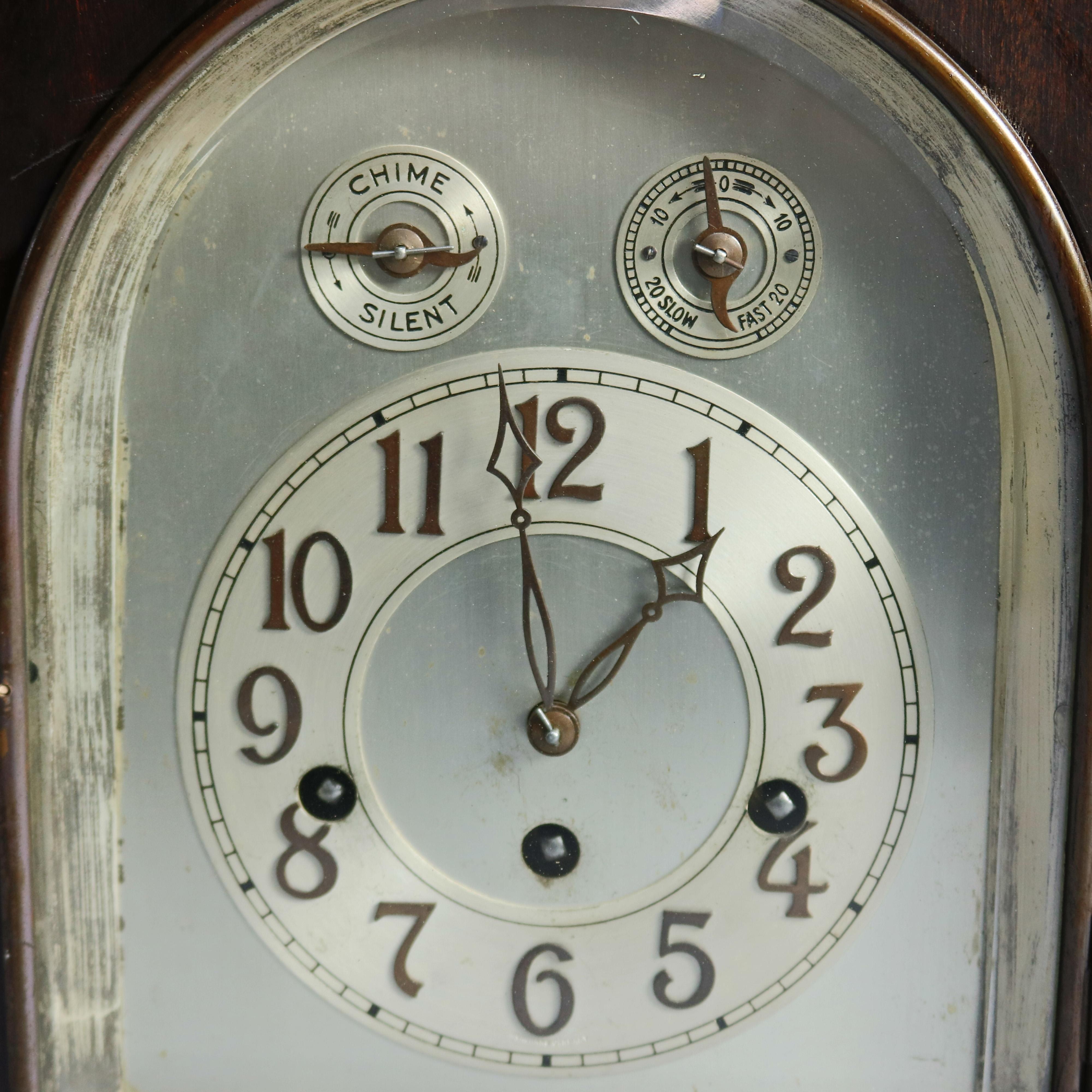 Gothic Antique German Junghans Mahogany Shelf or Mantel Clock, circa 1920