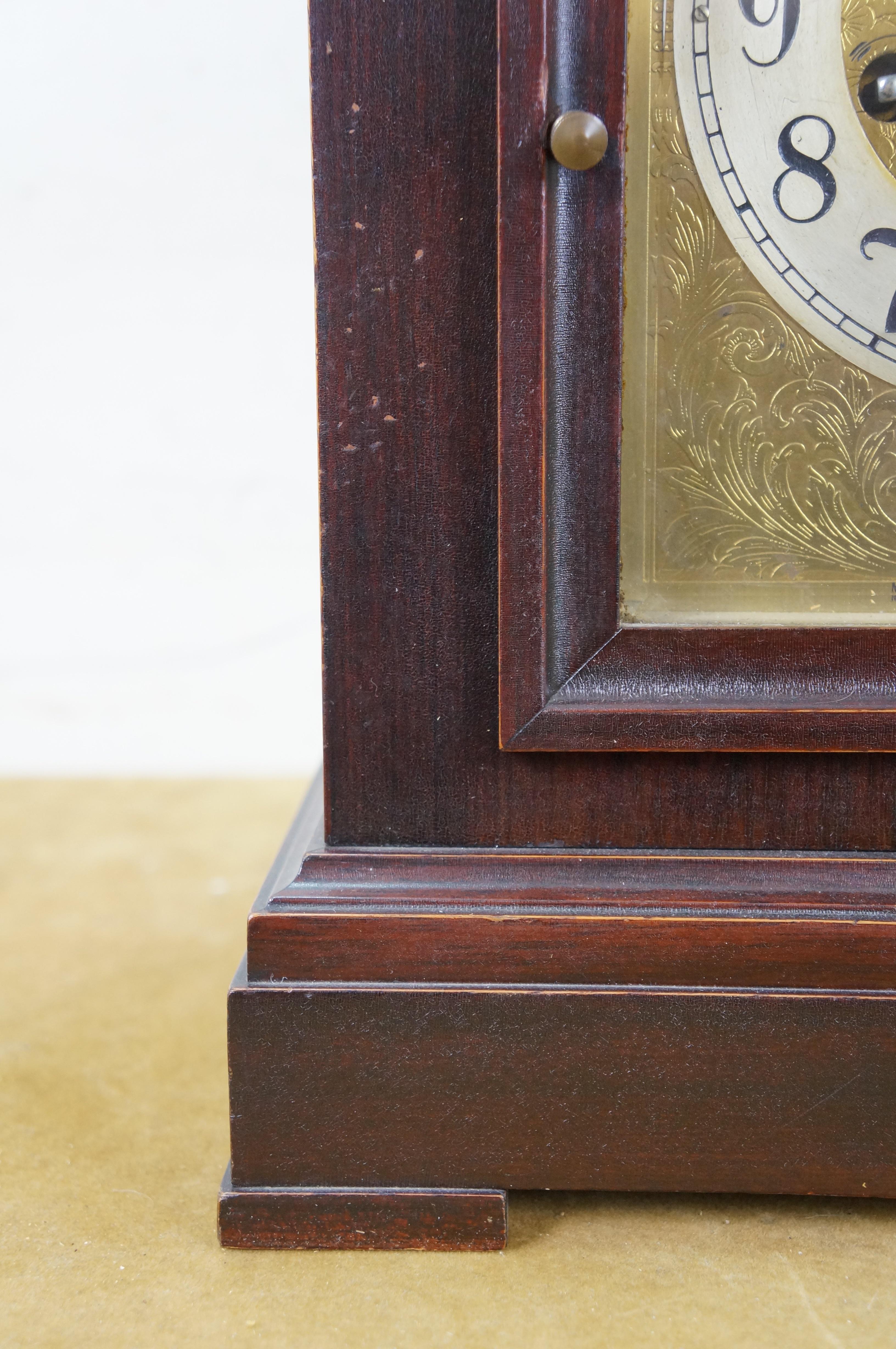 Antique German Junghans Mahogany Westminster Cathedral Mantel Bracket Clock 17