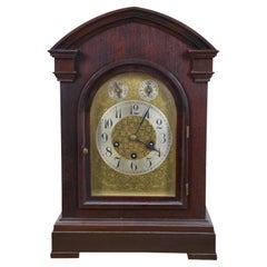 Ancienne horloge de cheminée allemande Westminster Clocks 17" en acajou