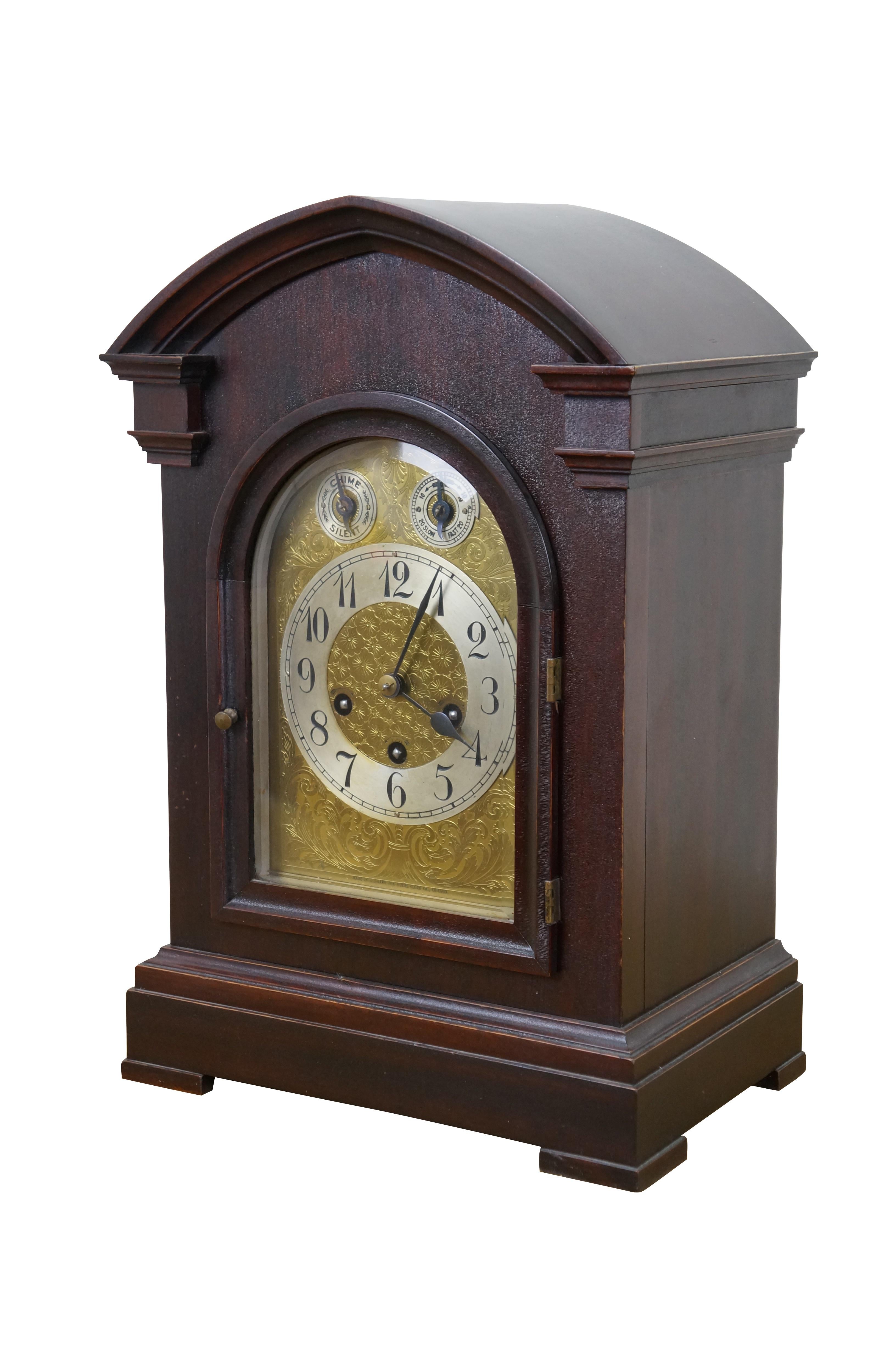Georgian Antique German Junghans Mahogany Westminster Cathedral Mantel Bracket Clock 17