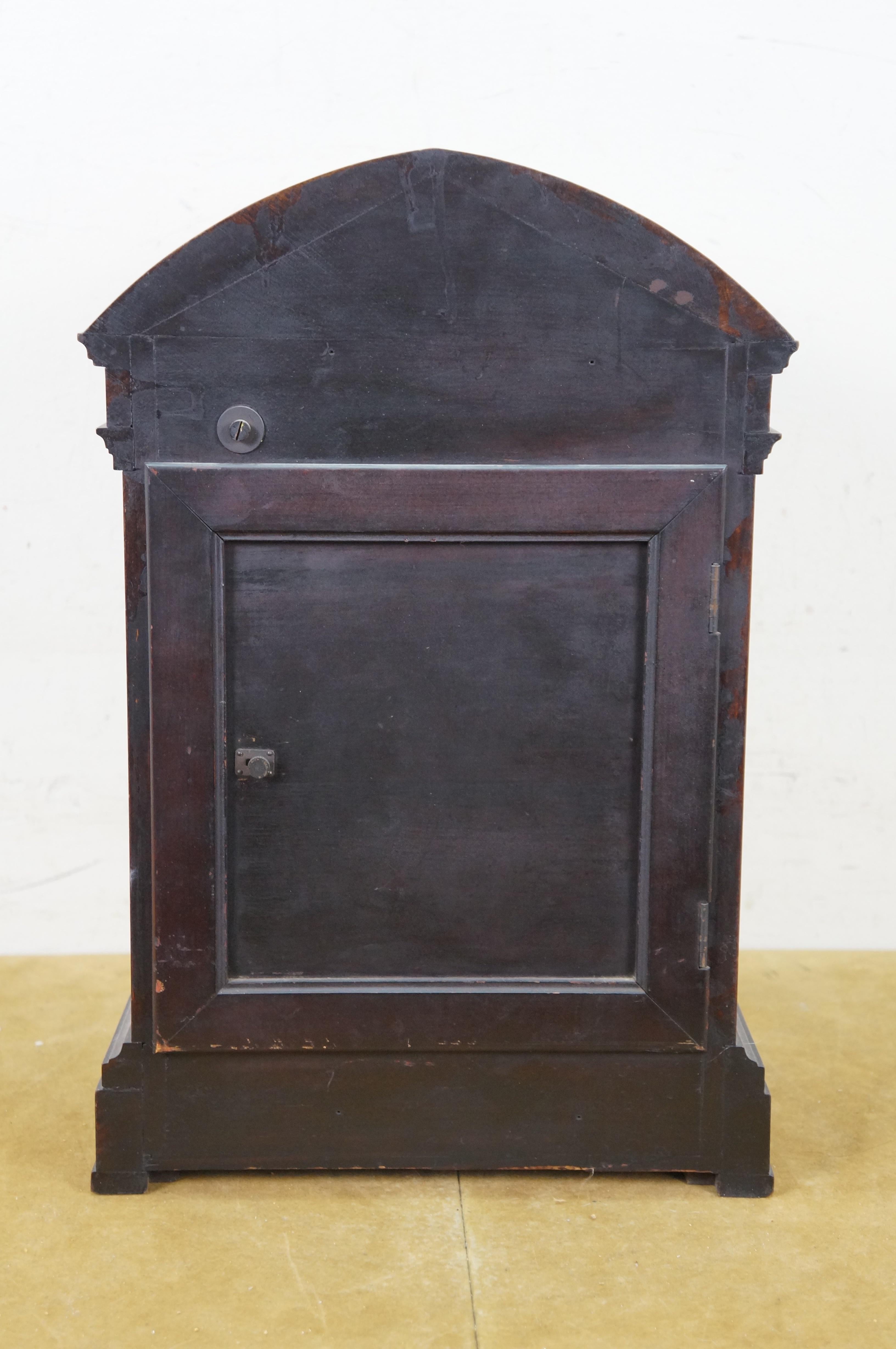 20th Century Antique German Junghans Mahogany Westminster Cathedral Mantel Bracket Clock 17