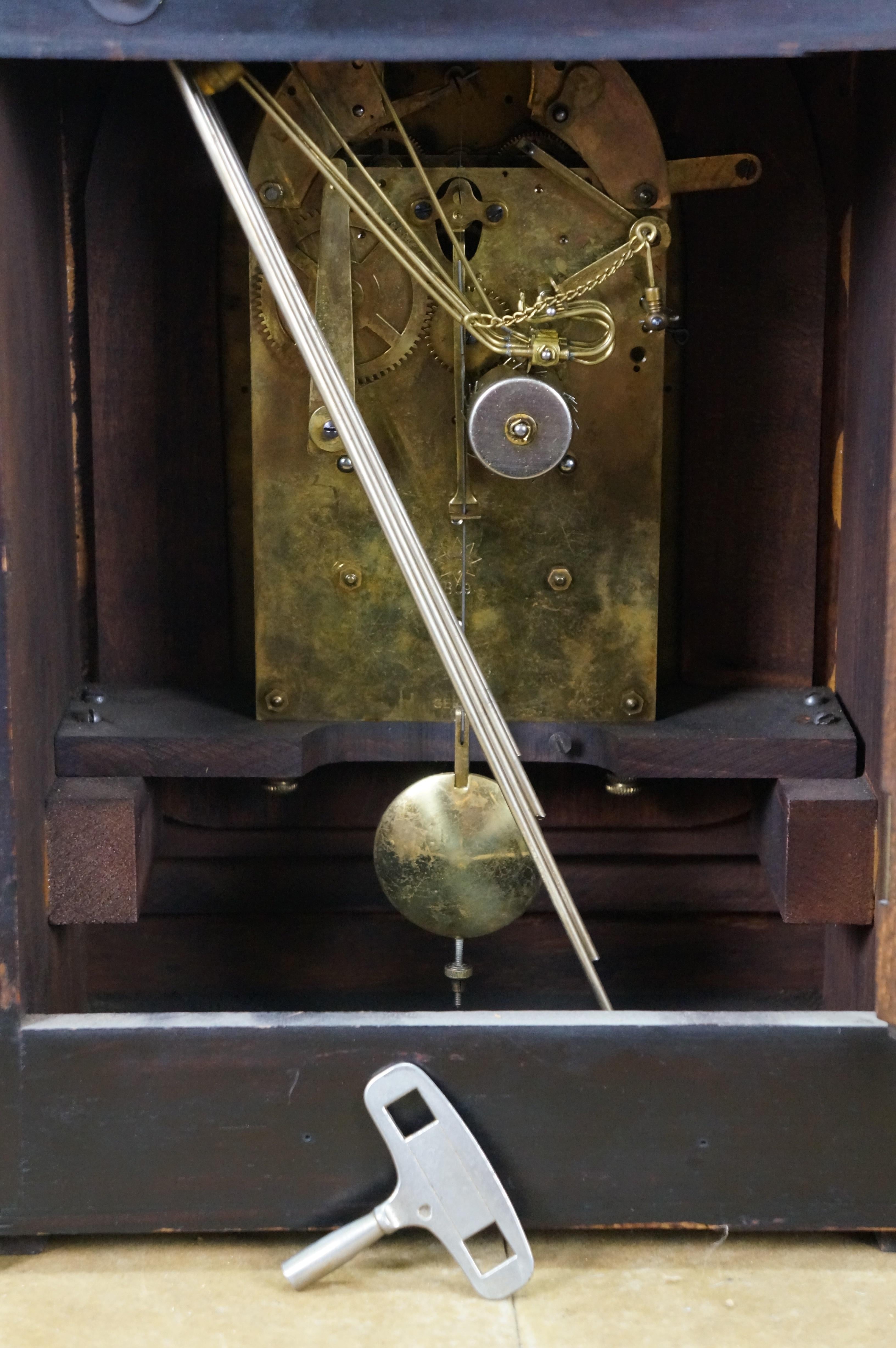 Metal Antique German Junghans Mahogany Westminster Cathedral Mantel Bracket Clock 17