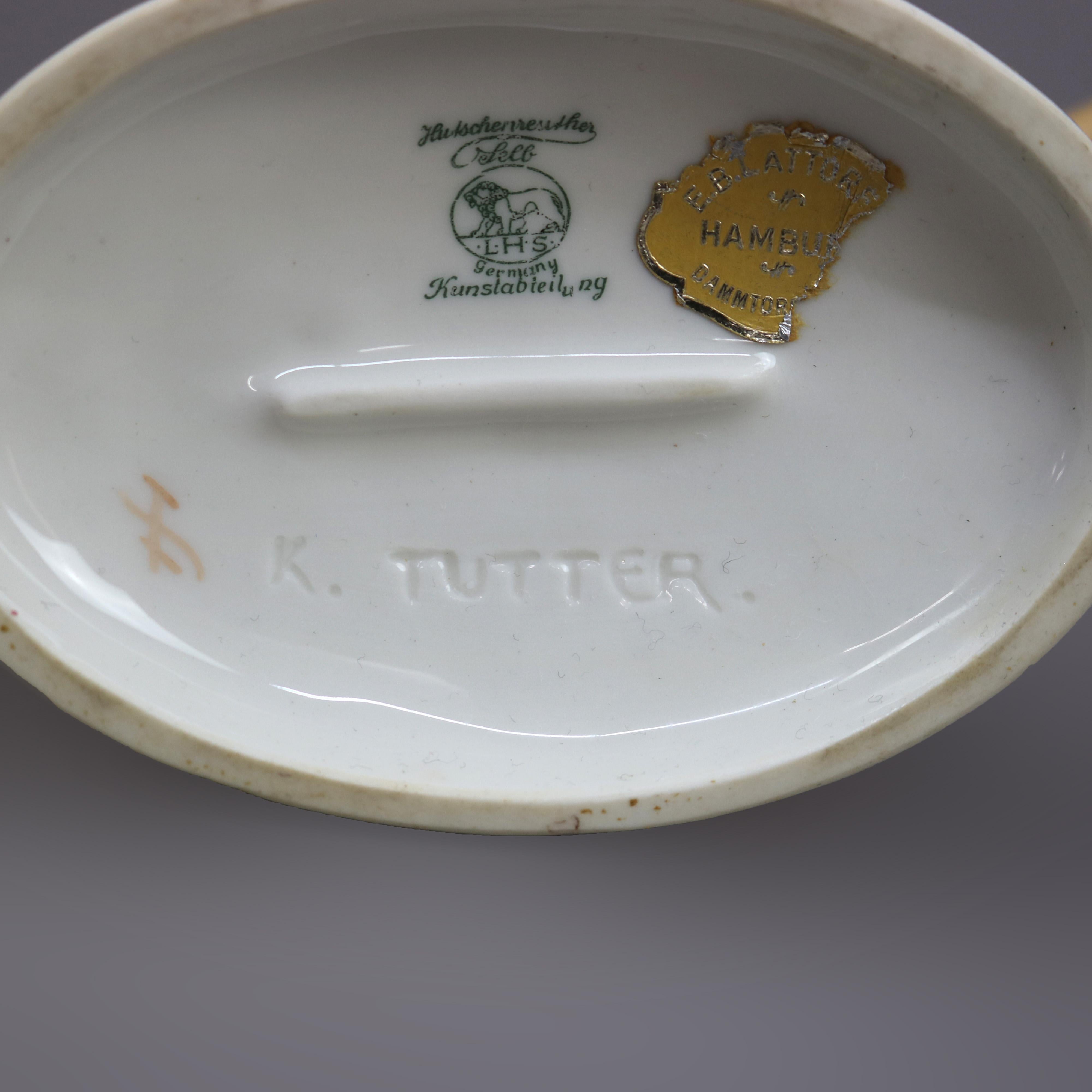 Antique German K. Tutter, Hutschenreuther Porcelain Figure, Nymphs & Ball, c1900 9