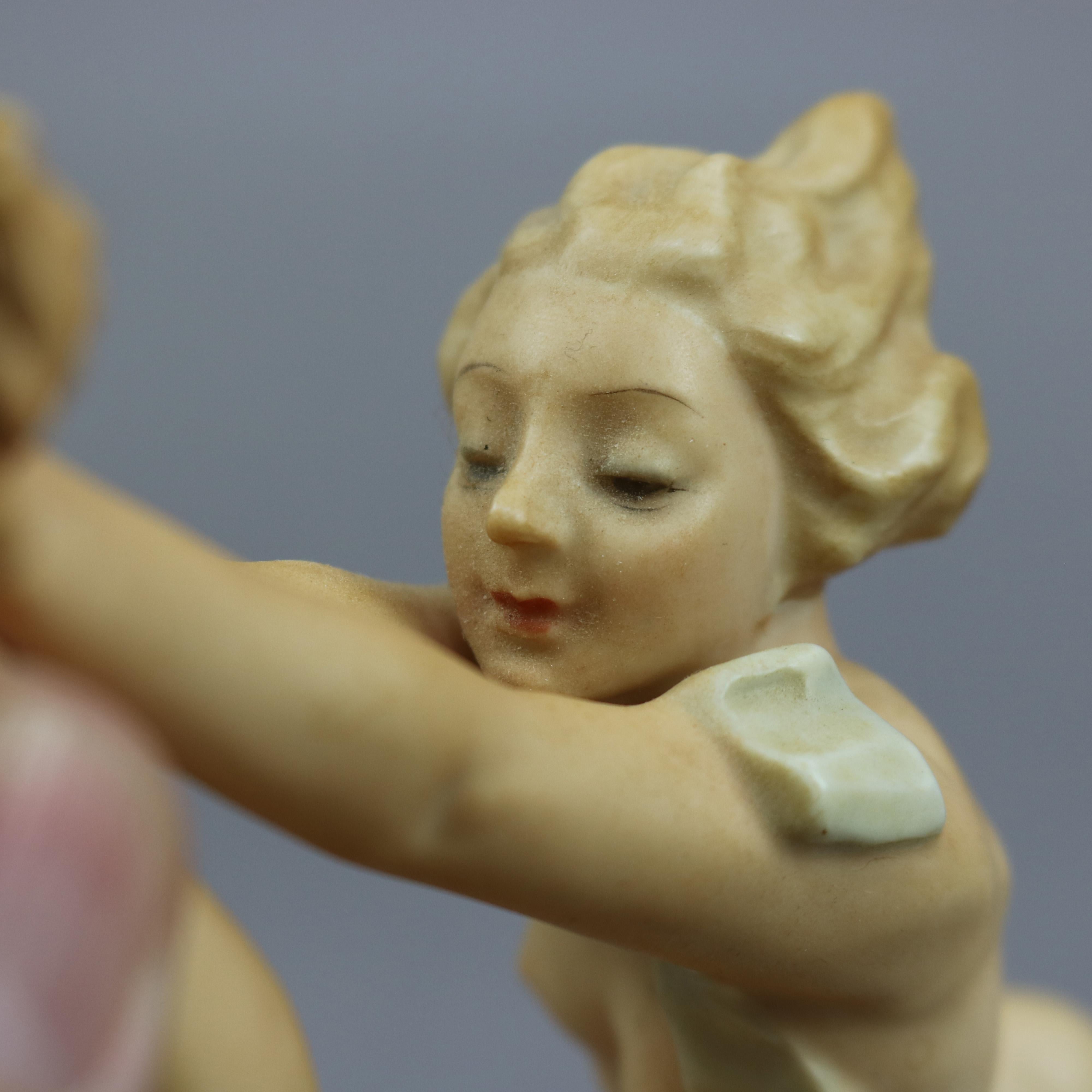 Antique German K. Tutter, Hutschenreuther Porcelain Figure, Nymphs & Ball, c1900 1