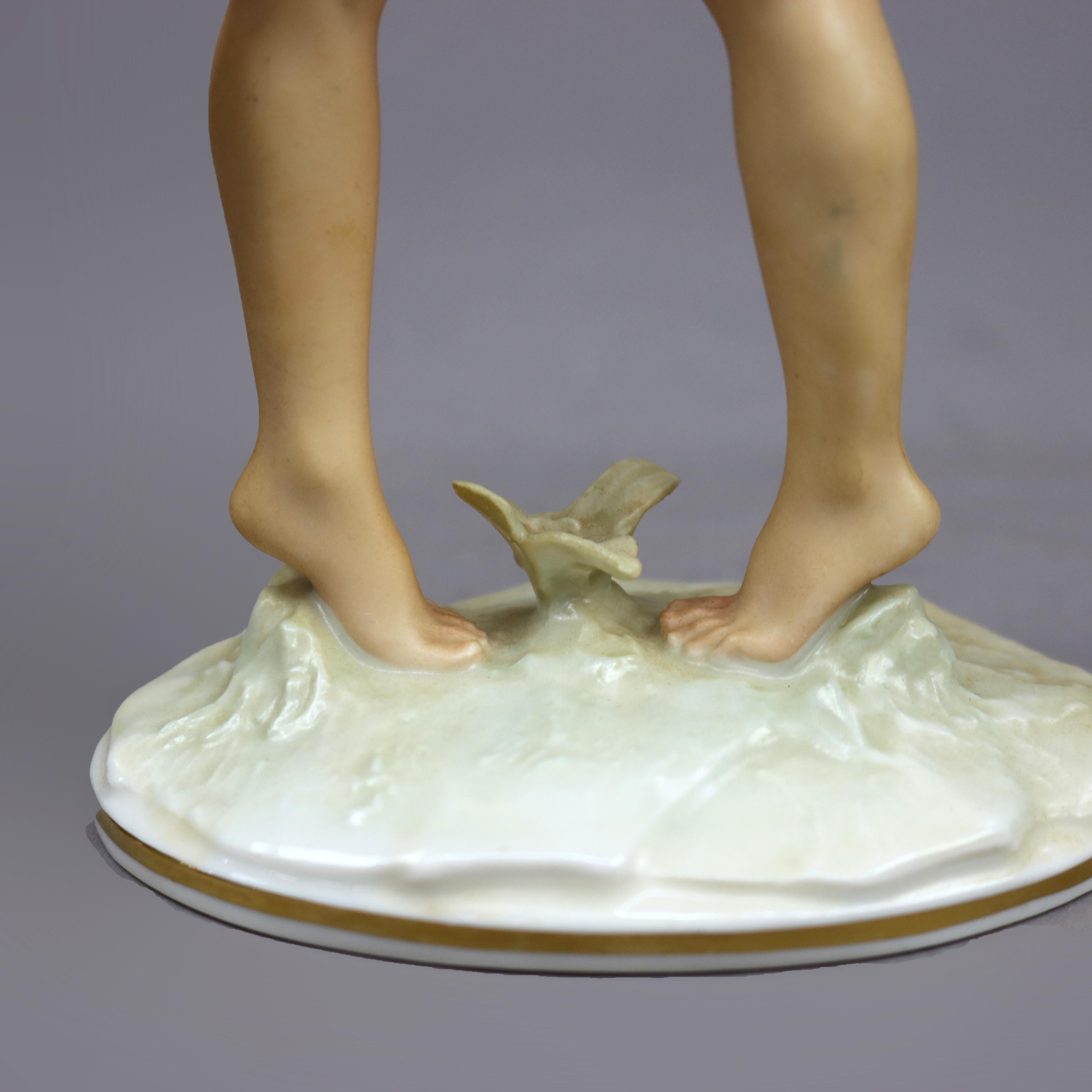 Antique German K. Tutter, Hutschenreuther Porcelain Figure, Nymphs & Ball, c1900 4