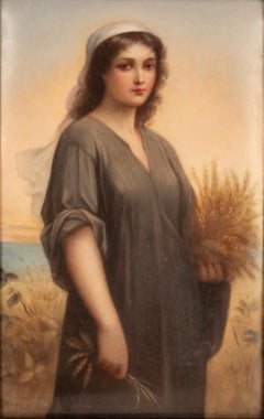 Antique German KPM Berlin Porcelain Portrait Plaque "Ruth" by Landelle 1895