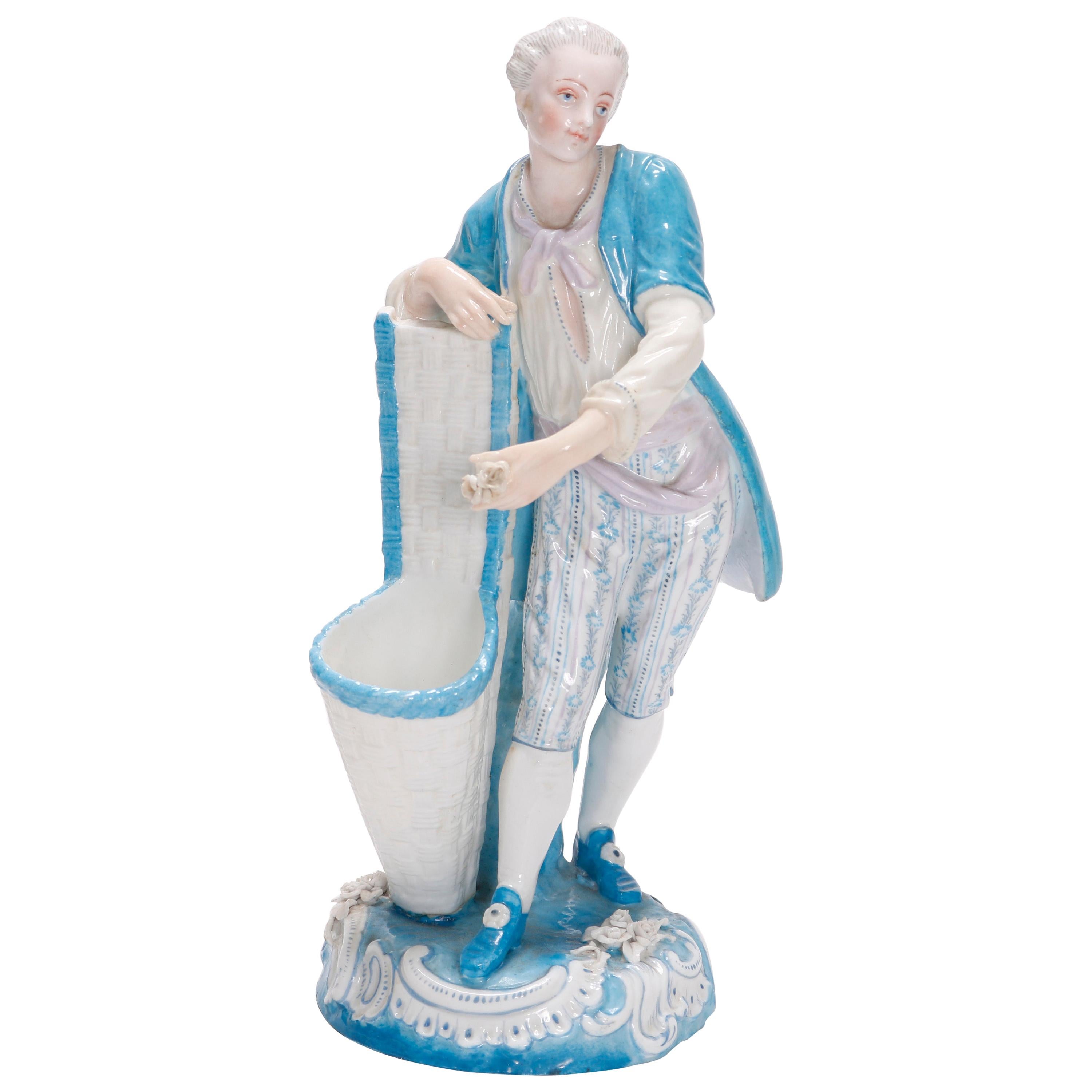 Antique German KPM Hand Painted & Gilt Porcelain Figural Spill Vase 19th Century For Sale