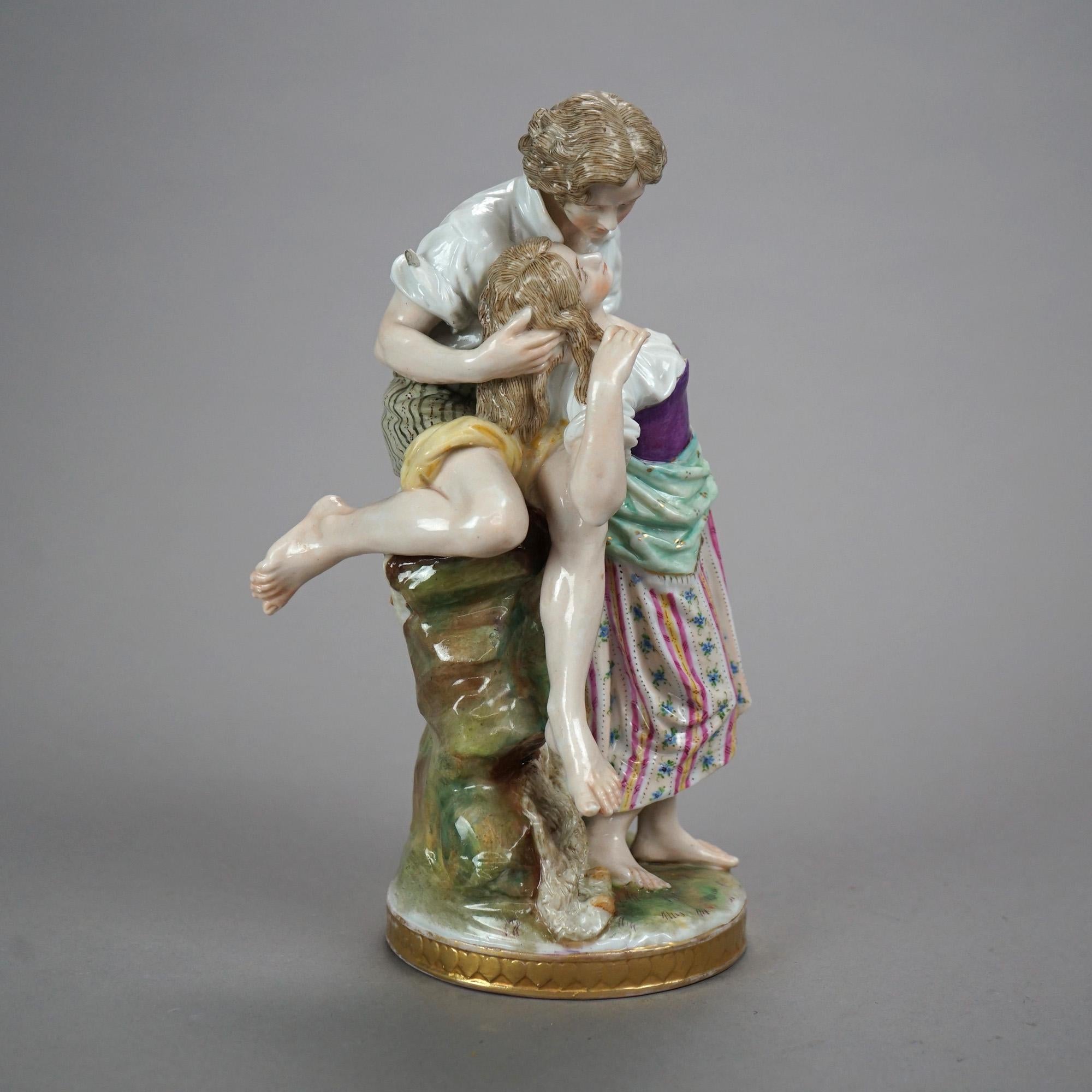 Gilt Antique German KPM Porcelain Figural Group, Courting Couple, Circa 1890