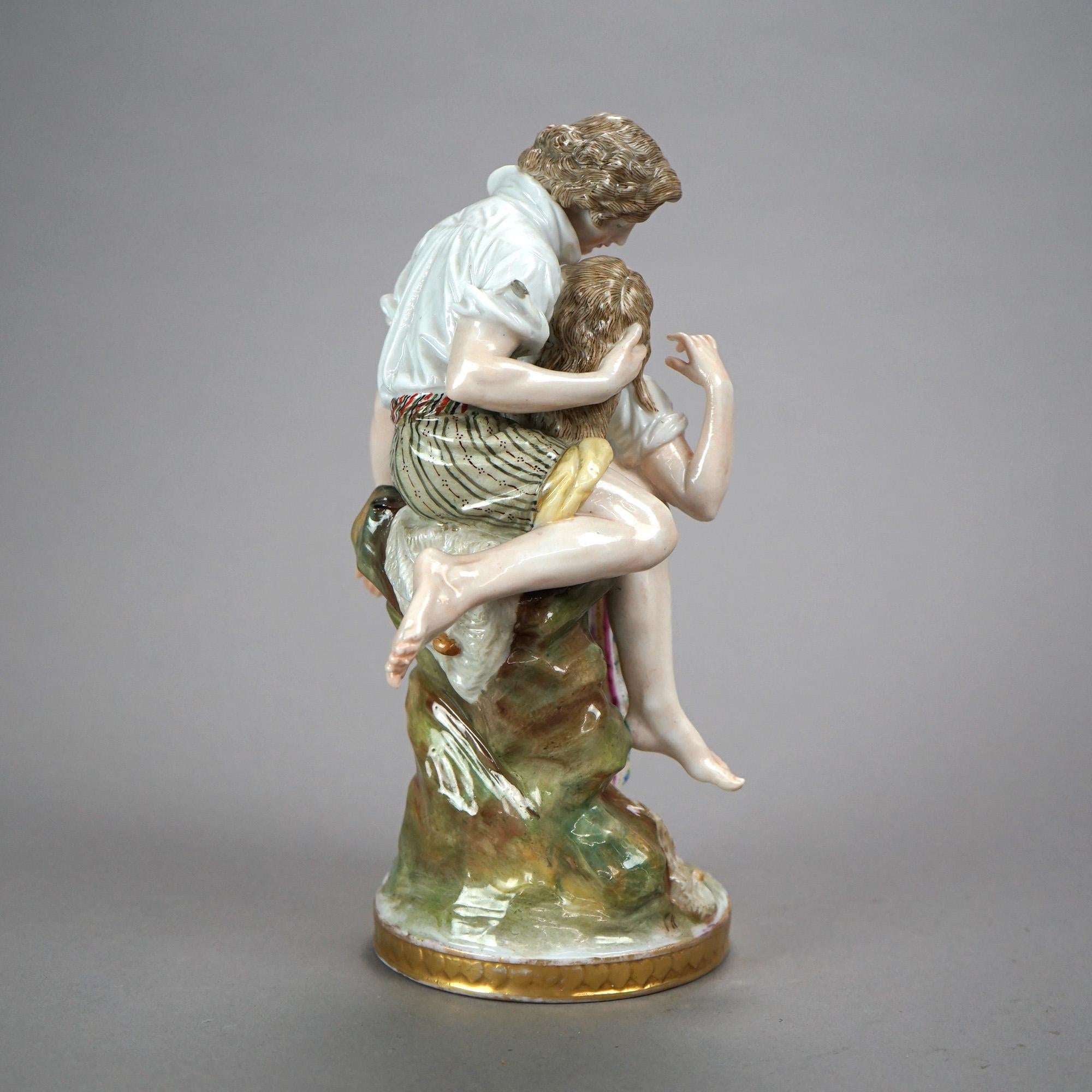 Antique German KPM Porcelain Figural Group, Courting Couple, Circa 1890 In Good Condition In Big Flats, NY