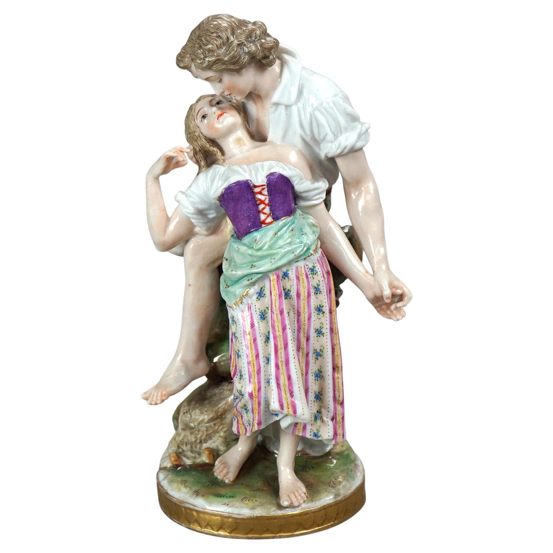 Antique German KPM Porcelain Figural Group, Courting Couple, Circa 1890