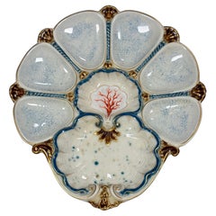Antiguo plato de ostra de porcelana alemana KPM Royal Berlin pintado a mano