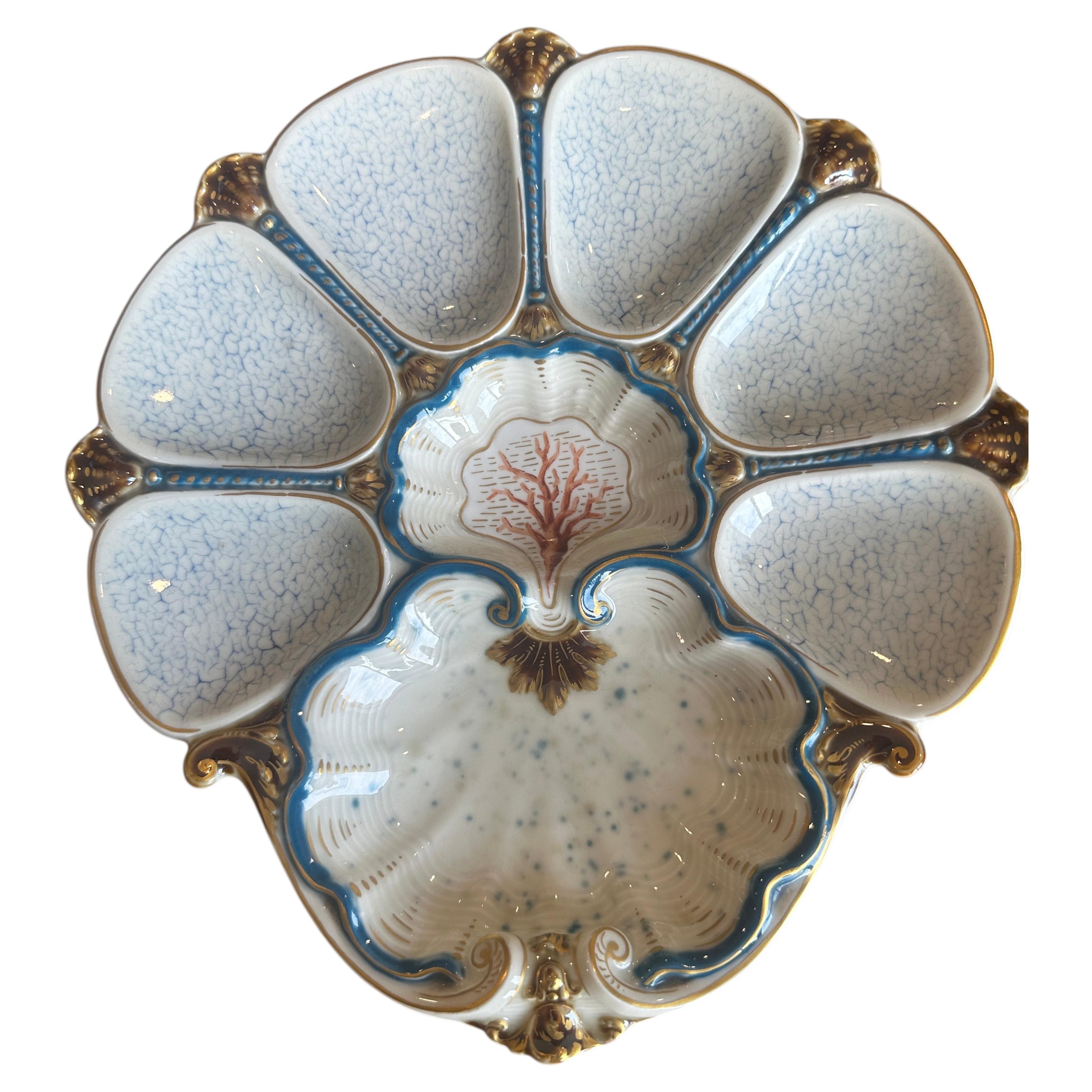 Antique German KPM Royal Berlin Porcelain Hand-Painted Oyster Plate