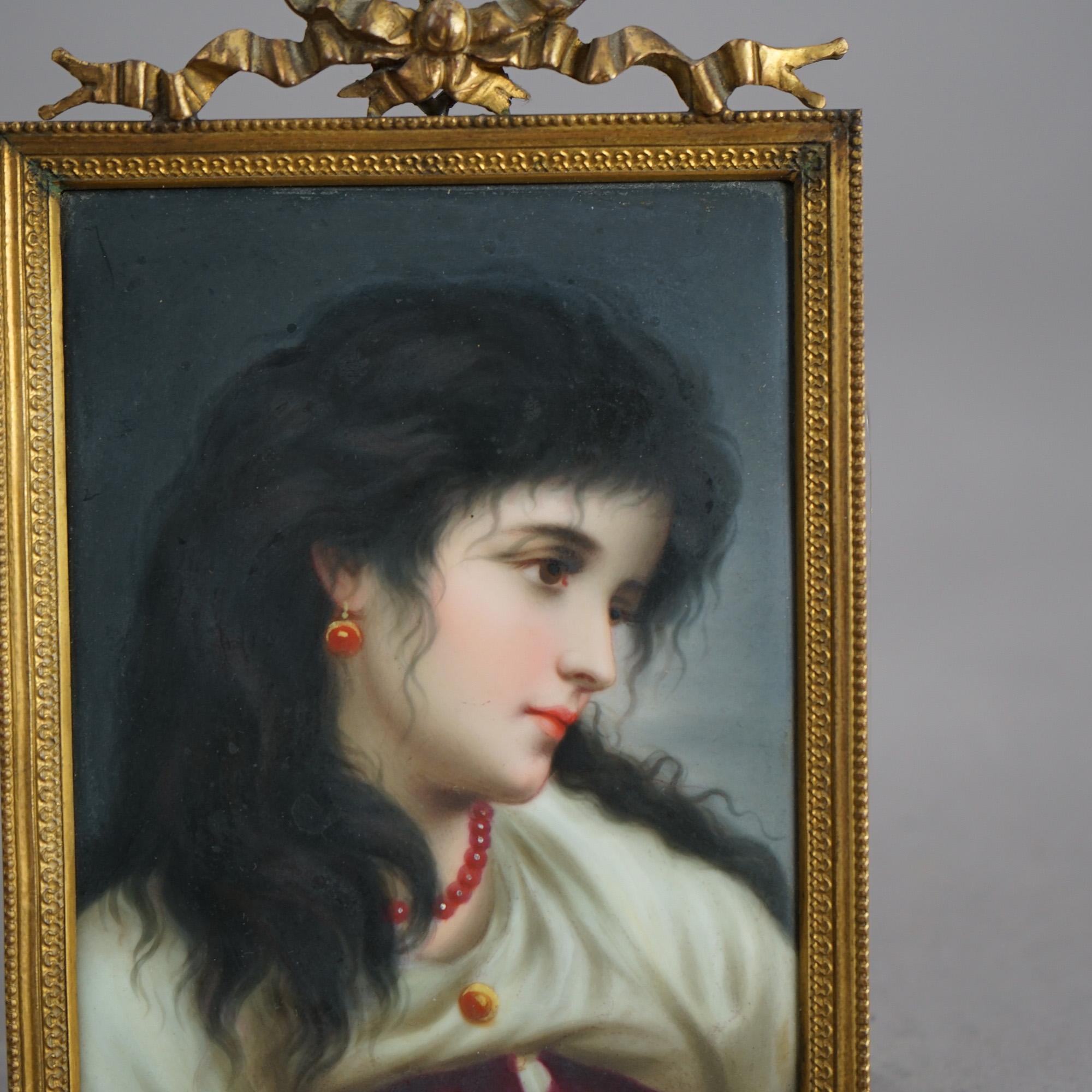 Tedesco Antico ritratto in porcellana dipinta a mano della German School C1890