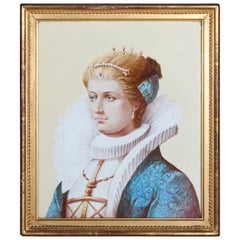 Antique German KPM School Hand Painted Porcelain Portrait Plaque, circa 1890