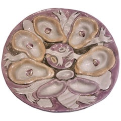Antique German Large-Size Hand-Painted Oyster Plate, circa 1890s