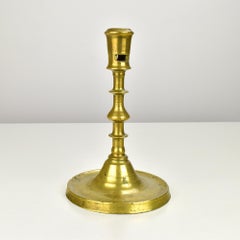 Antiker deutscher spätgotischer Messing-Kerzenleuchter, um 1500