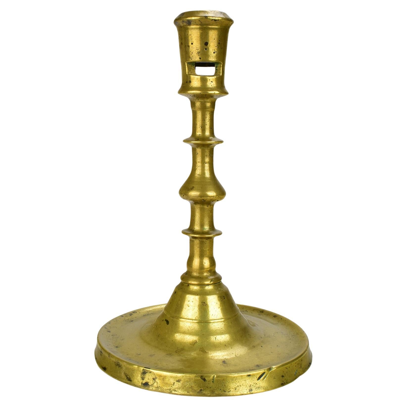 Antique German Late Gothic Brass Candlestick, circa 1500