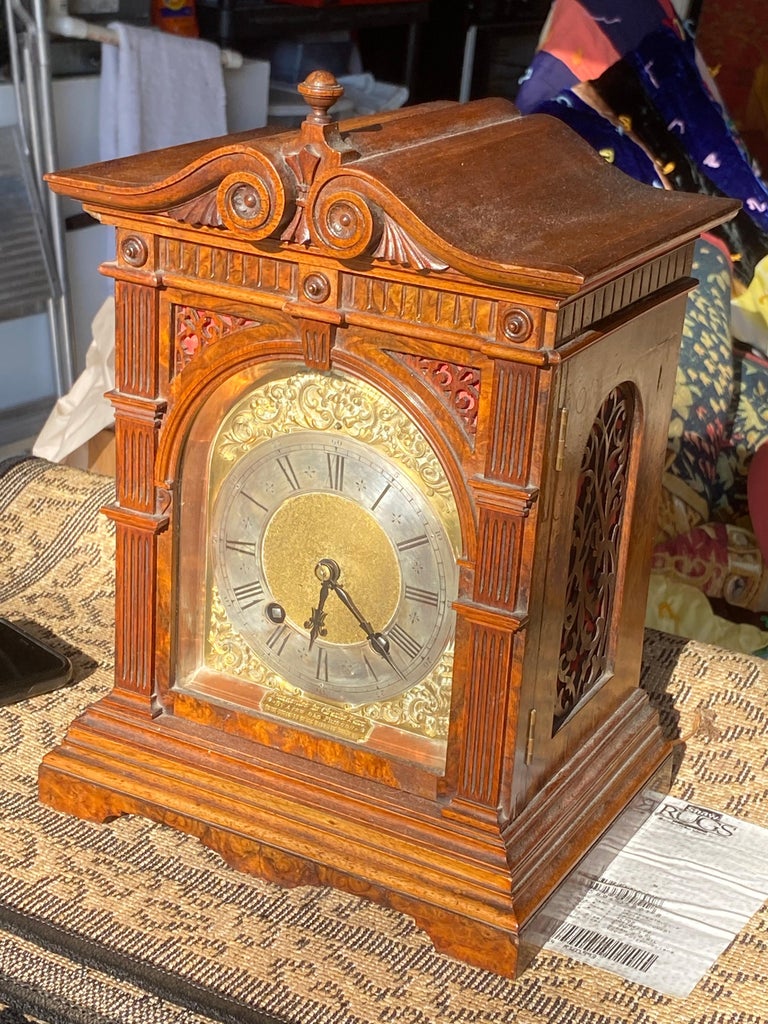 Late 19th Century Antique German Lenzkirch Mantel Clock For Sale