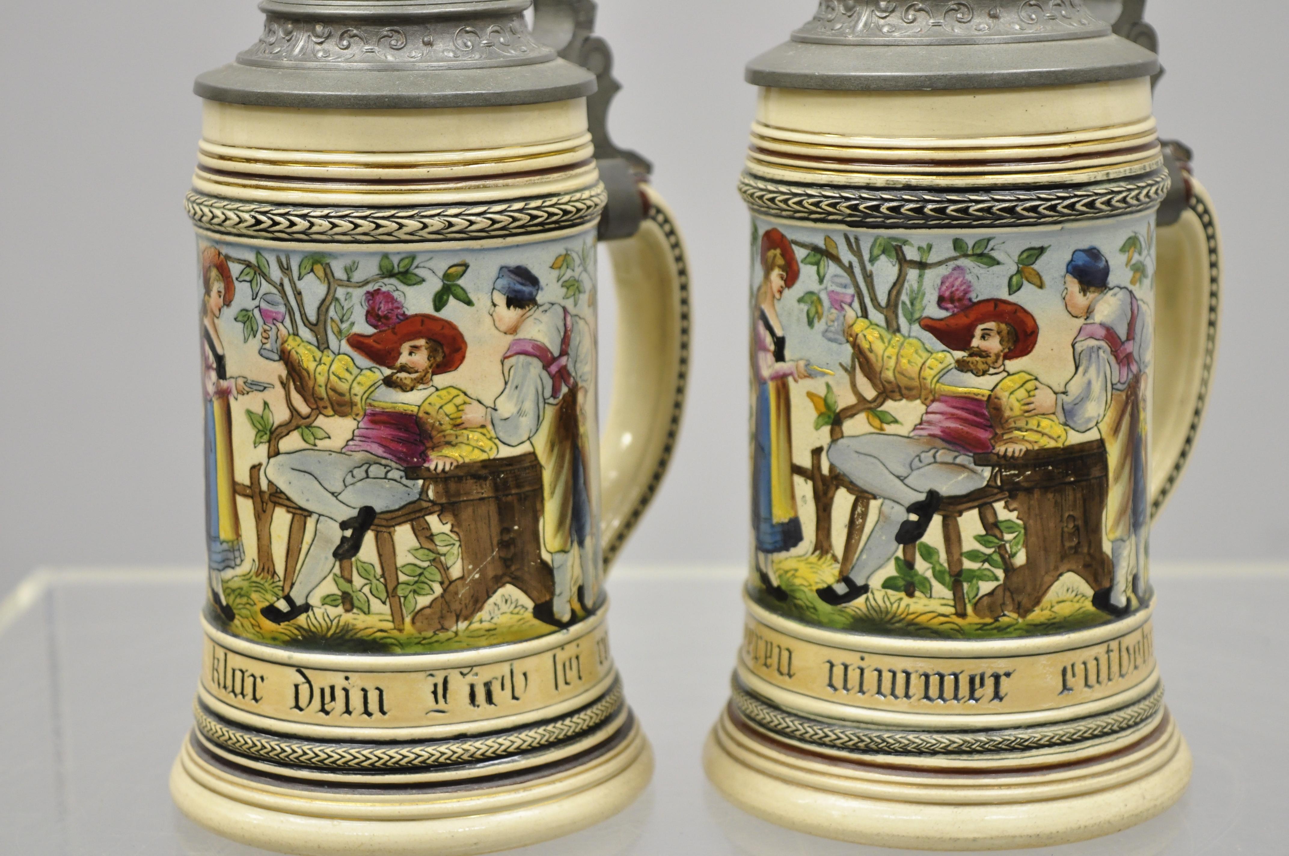 Renaissance Antique German Lidded Beer Stein 7-Piece Set by Marzi and Remy #979 Cavalier