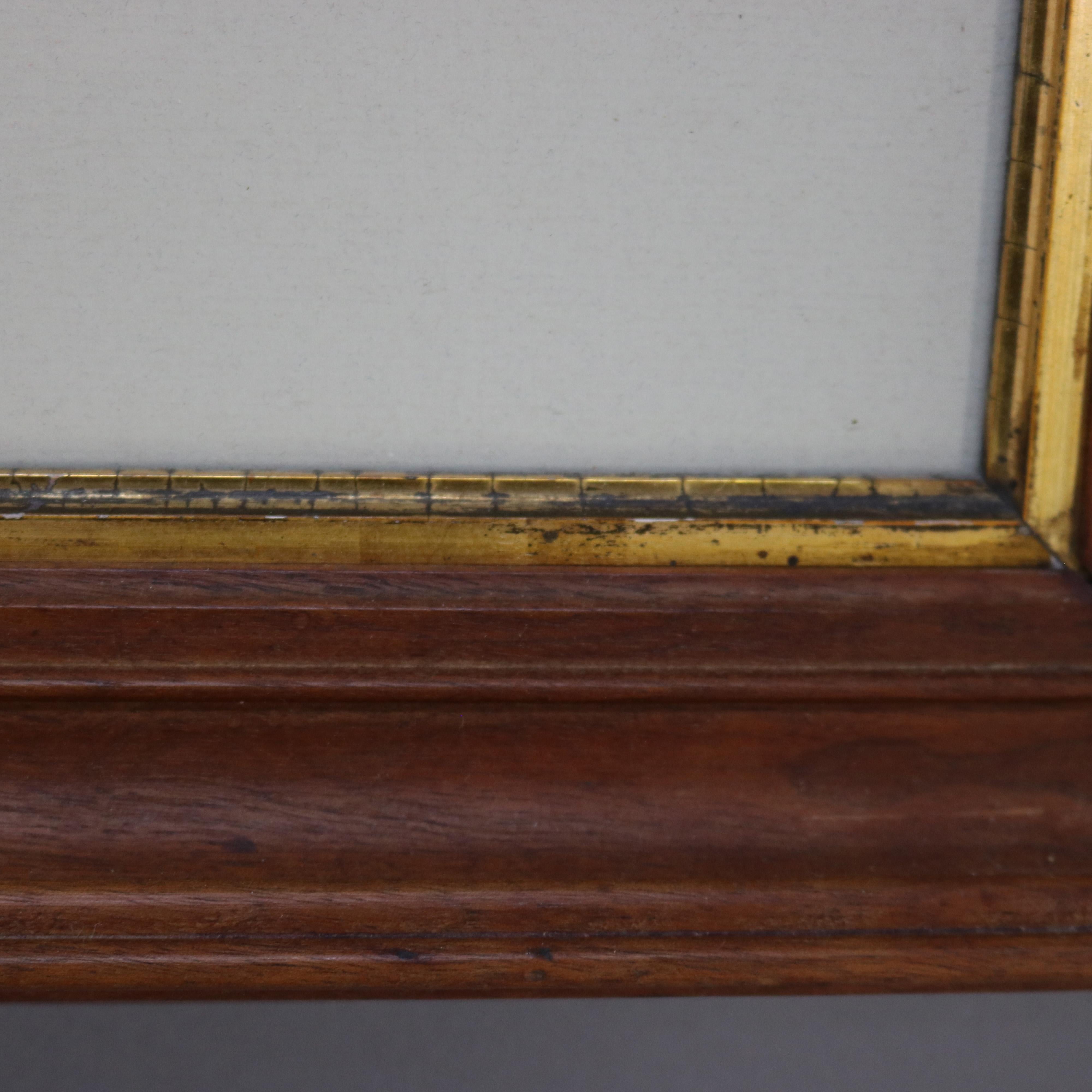 Antique German Lighthouse Seascape Print with Parcel Gilt Walnut Frame 19thC For Sale 7