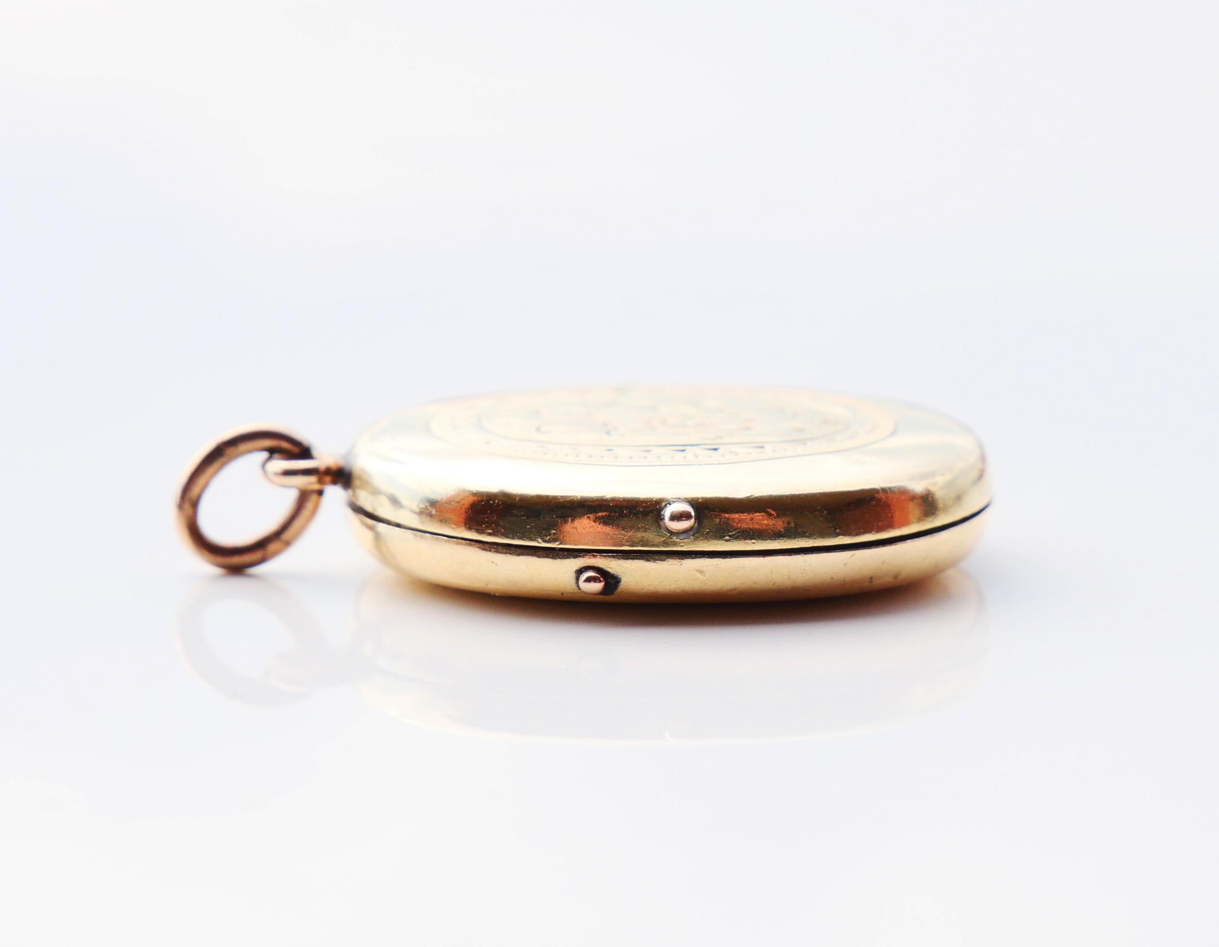 Antique German Locket Pendant Picture solid 14K Gold oval / 3.3gr For Sale 6