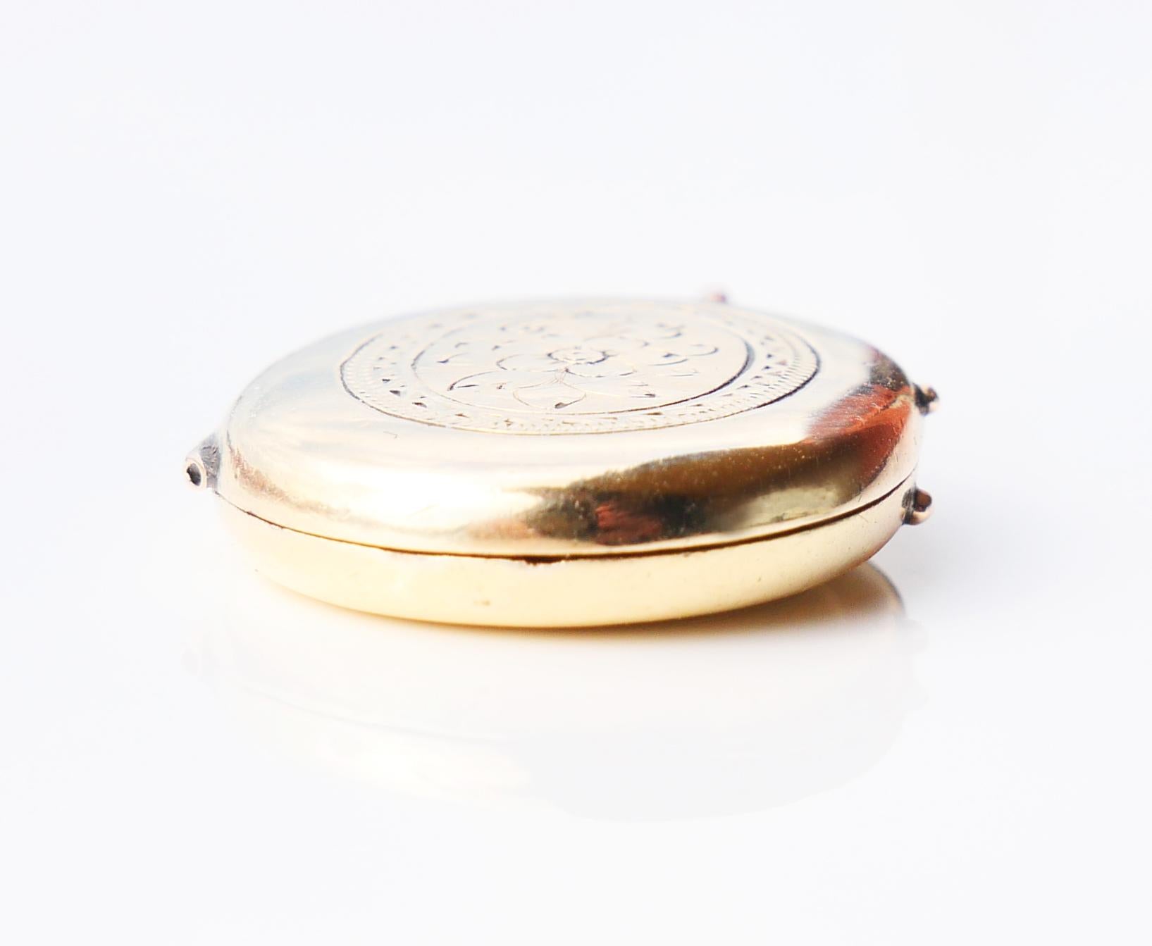 Antique German Locket Pendant Picture solid 14K Gold oval / 3.3gr For Sale 7