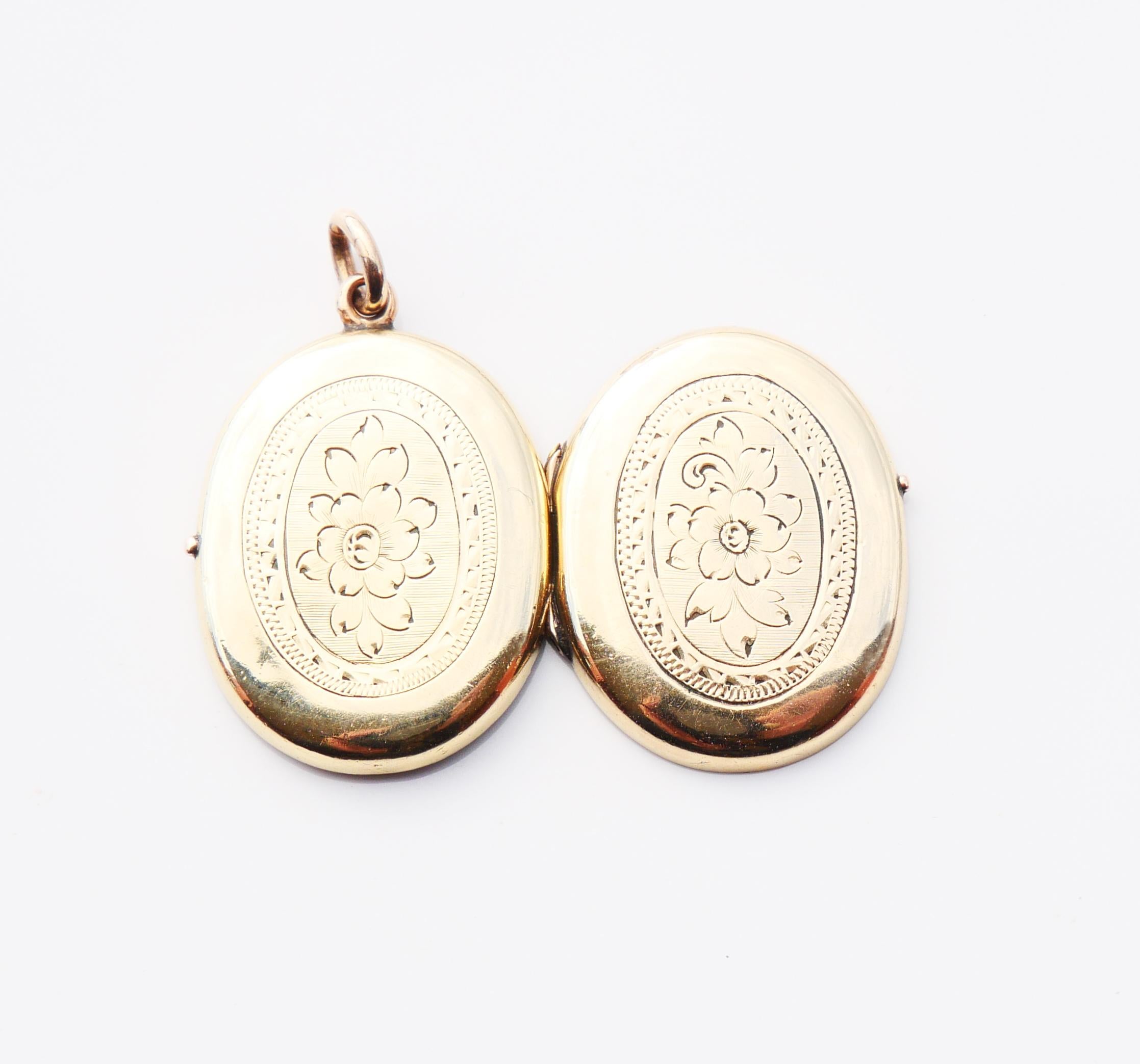 Antique German Locket Pendant Picture solid 14K Gold oval / 3.3gr 3