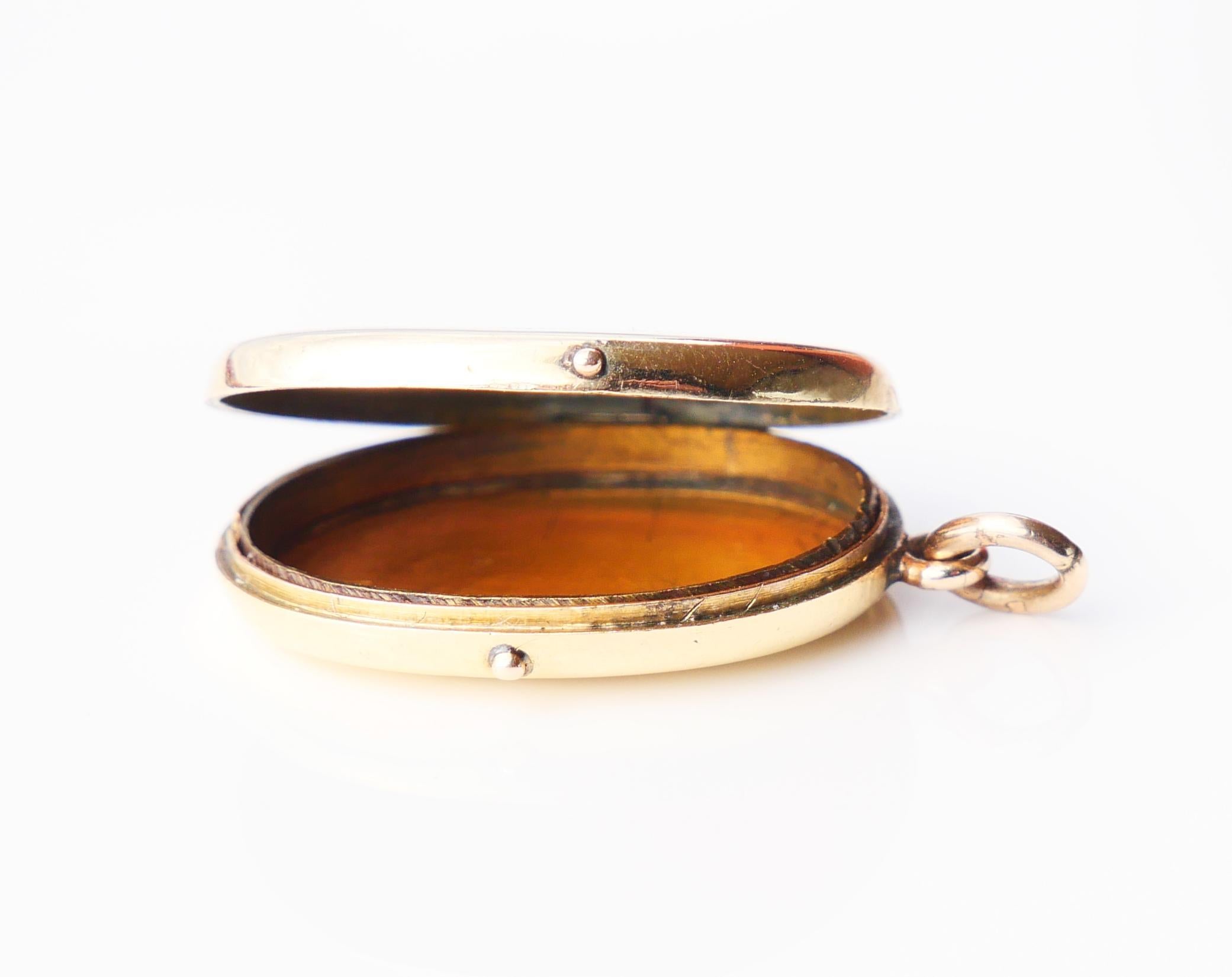 Antique German Locket Pendant Picture solid 14K Gold oval / 3.3gr For Sale 5