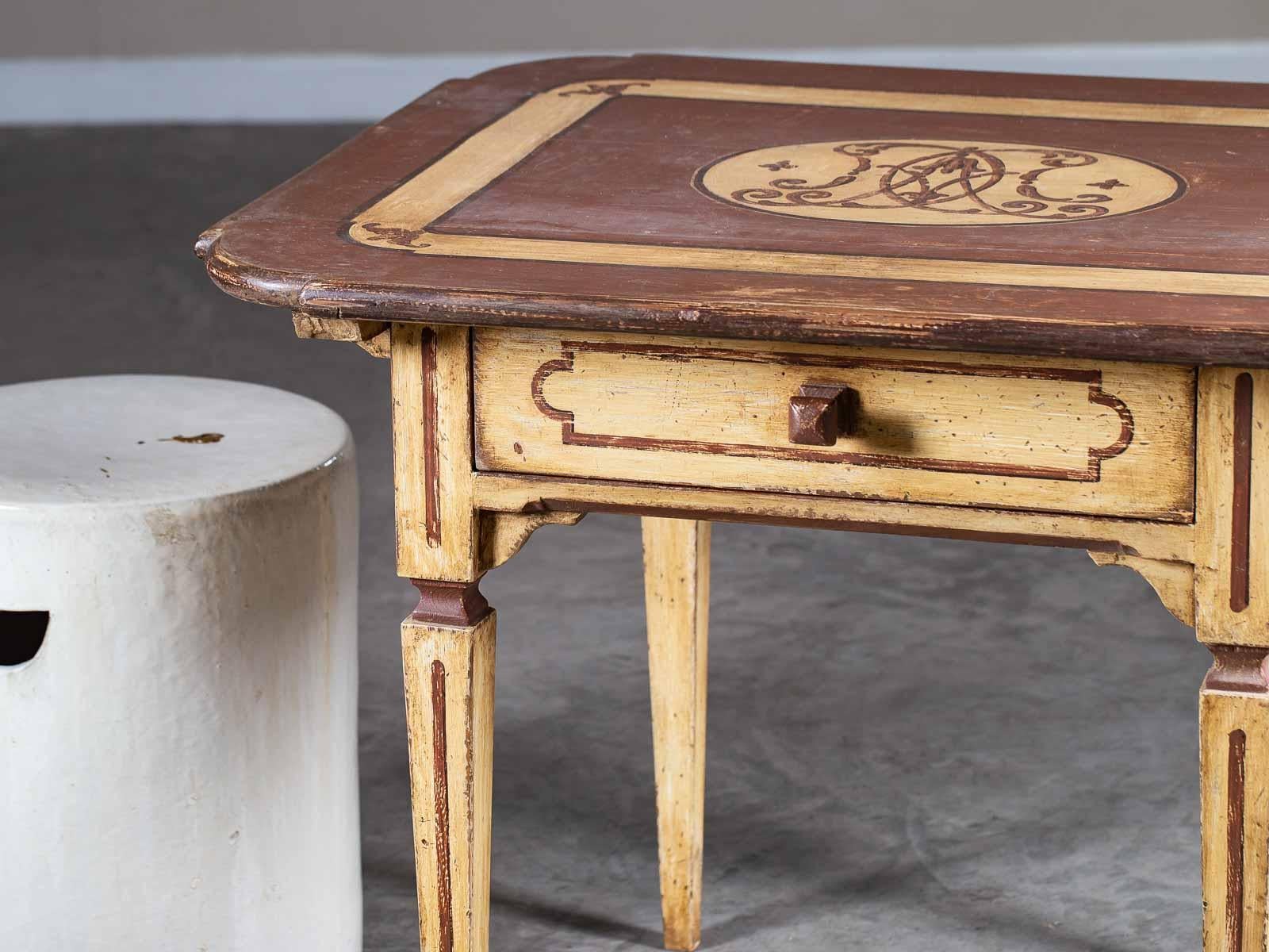 Antique German Louis XVI French Painted Table with Drawer, circa 1790 In Good Condition For Sale In Houston, TX